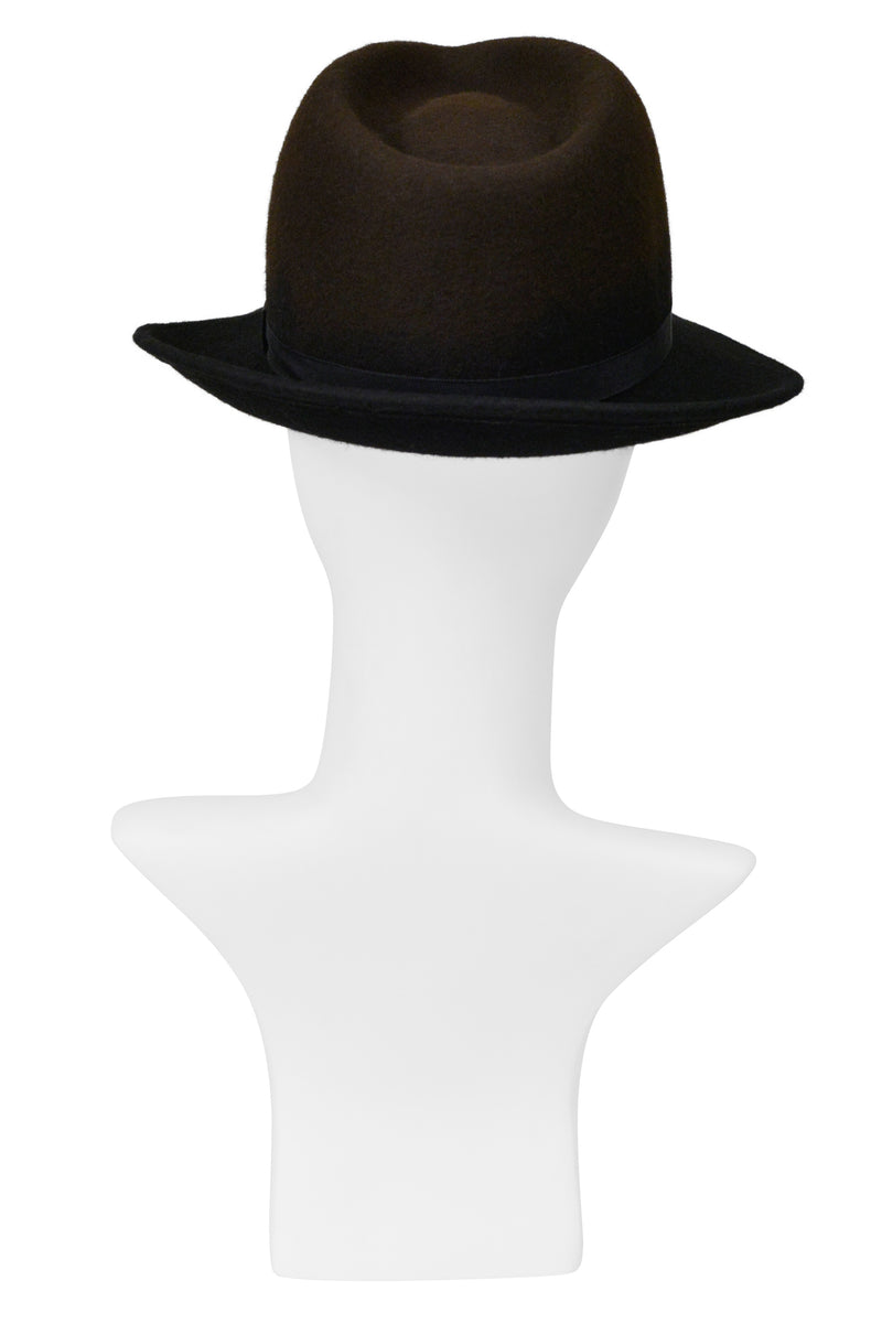 ISSEY MIYAKE BROWN HAT WITH DETACHABLE BLACK FAUX FUR