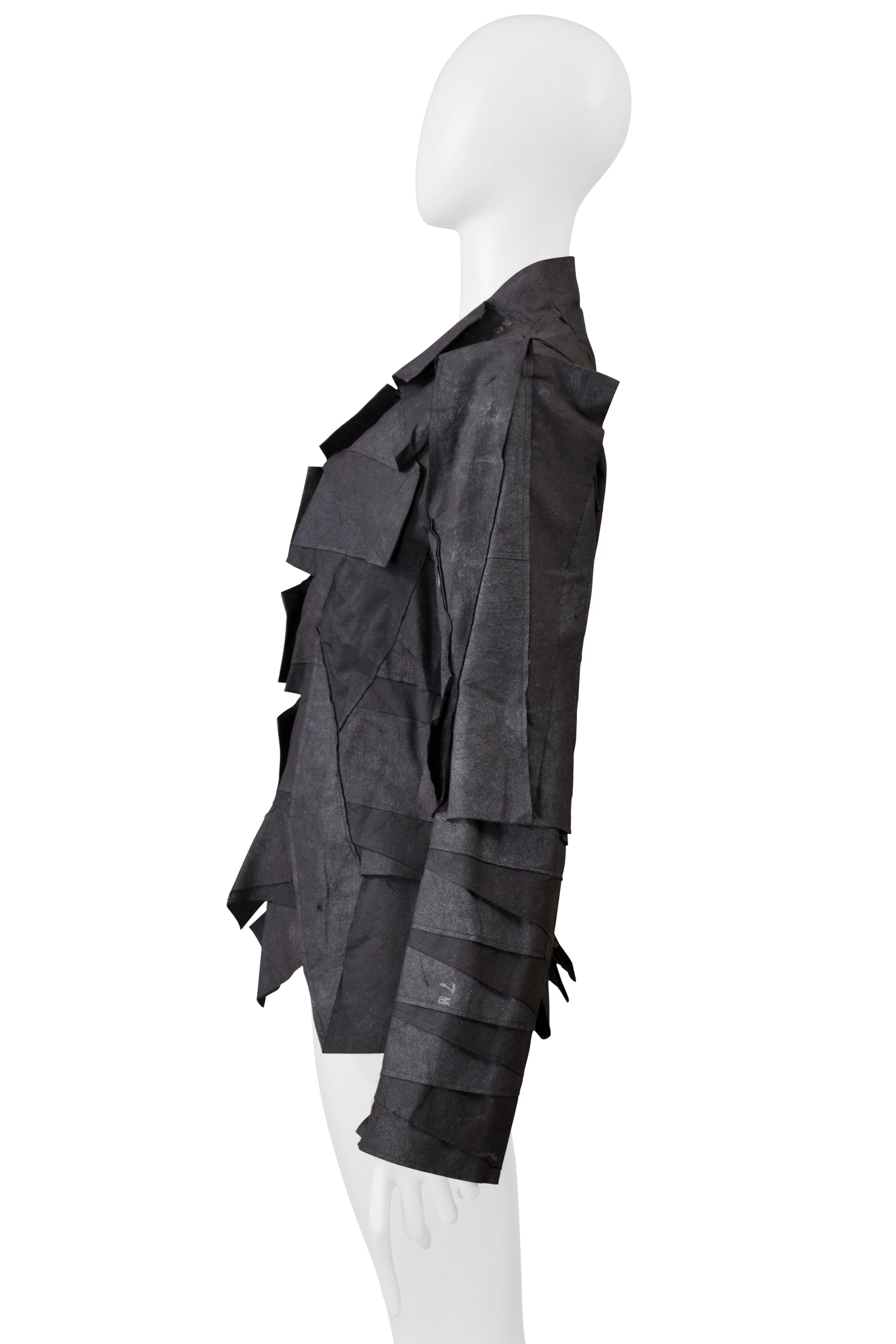 ISSEY MIYAKE GREY DECONSTRUCTED JACKET WITH CUTOUTS 2002