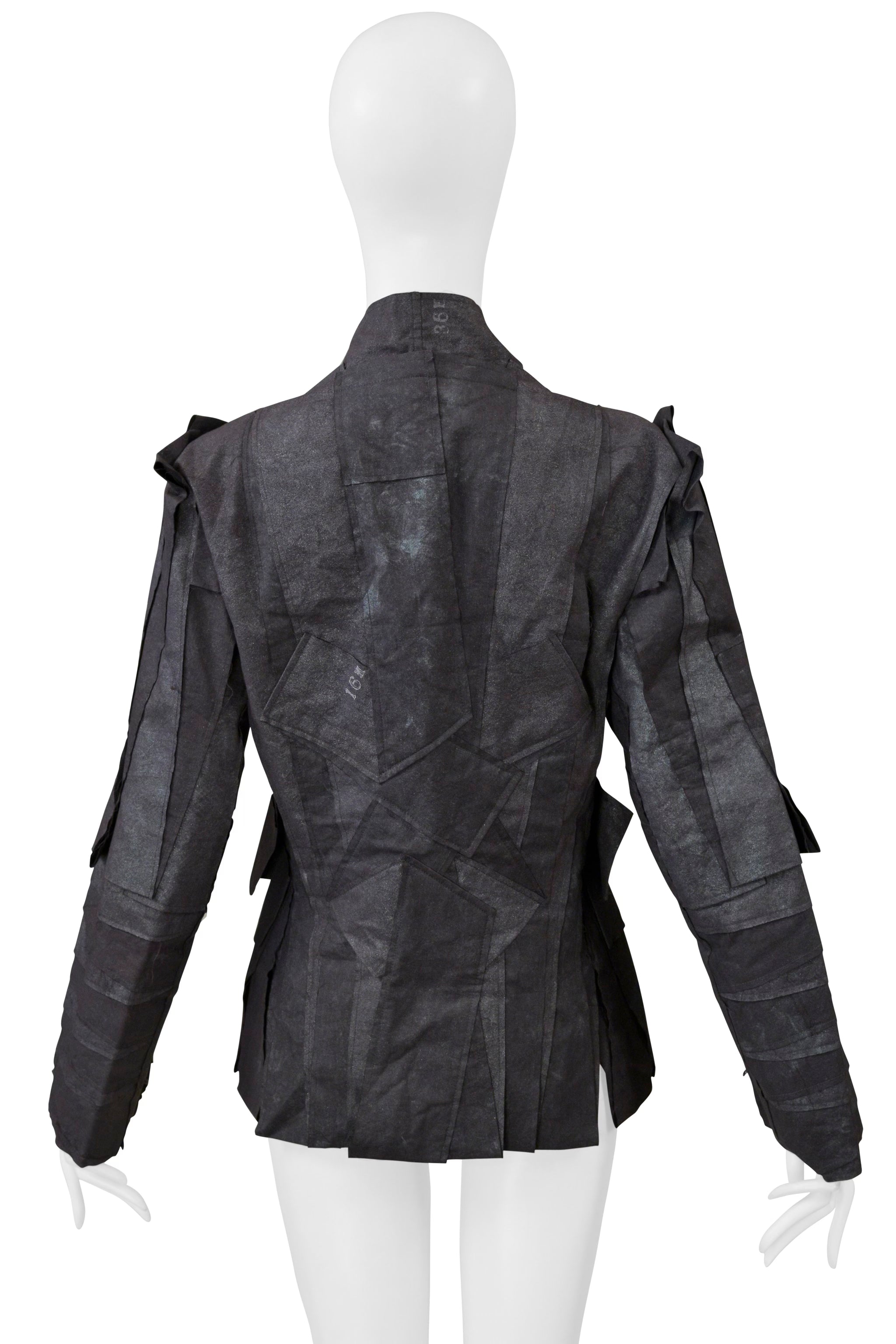 ISSEY MIYAKE GREY DECONSTRUCTED JACKET WITH CUTOUTS 2002