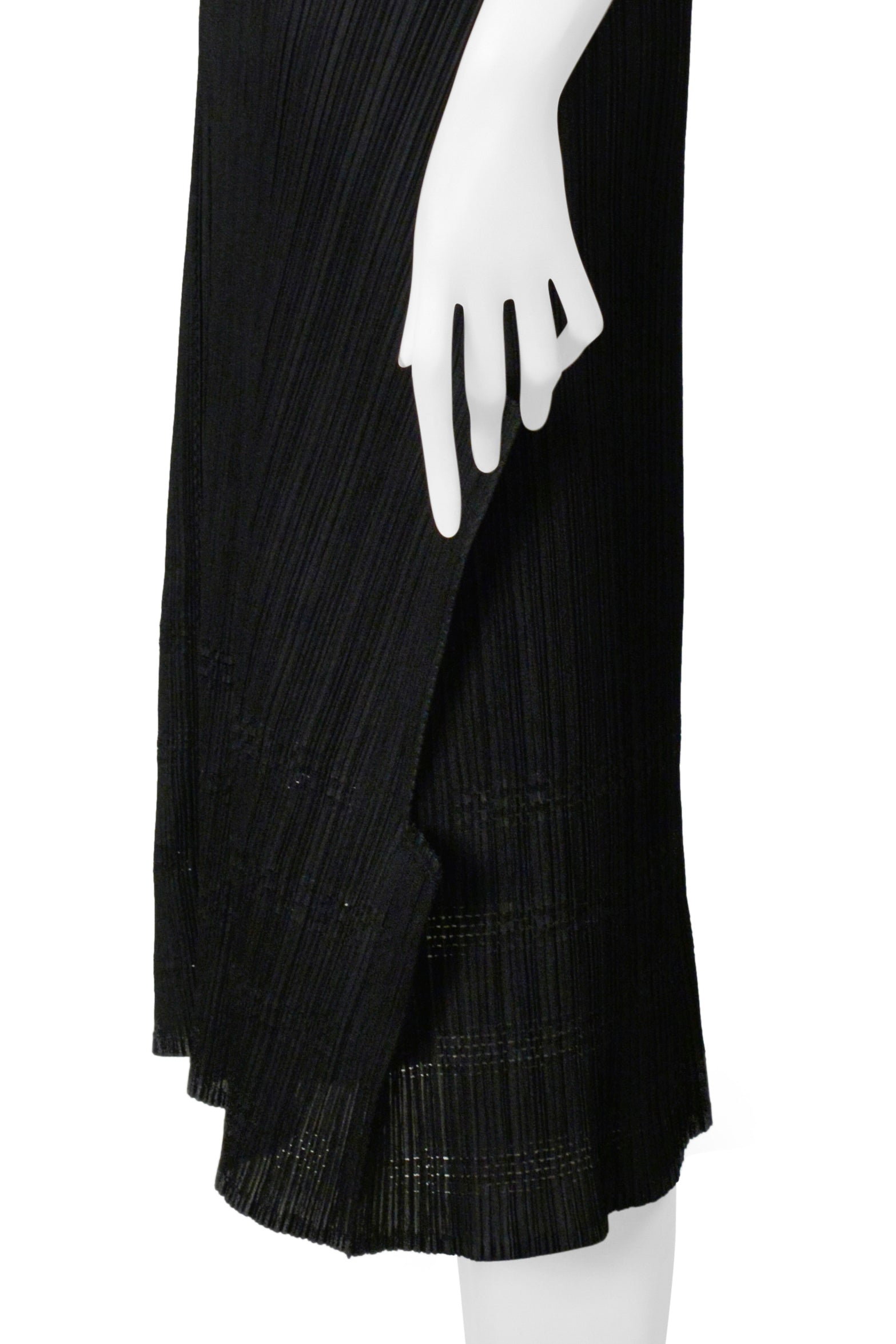 ISSEY MIYAKE PLEATS PLEASE BLACK "STAIRCASE" PLEATS DRESS WITH LASER CUT DETAILS