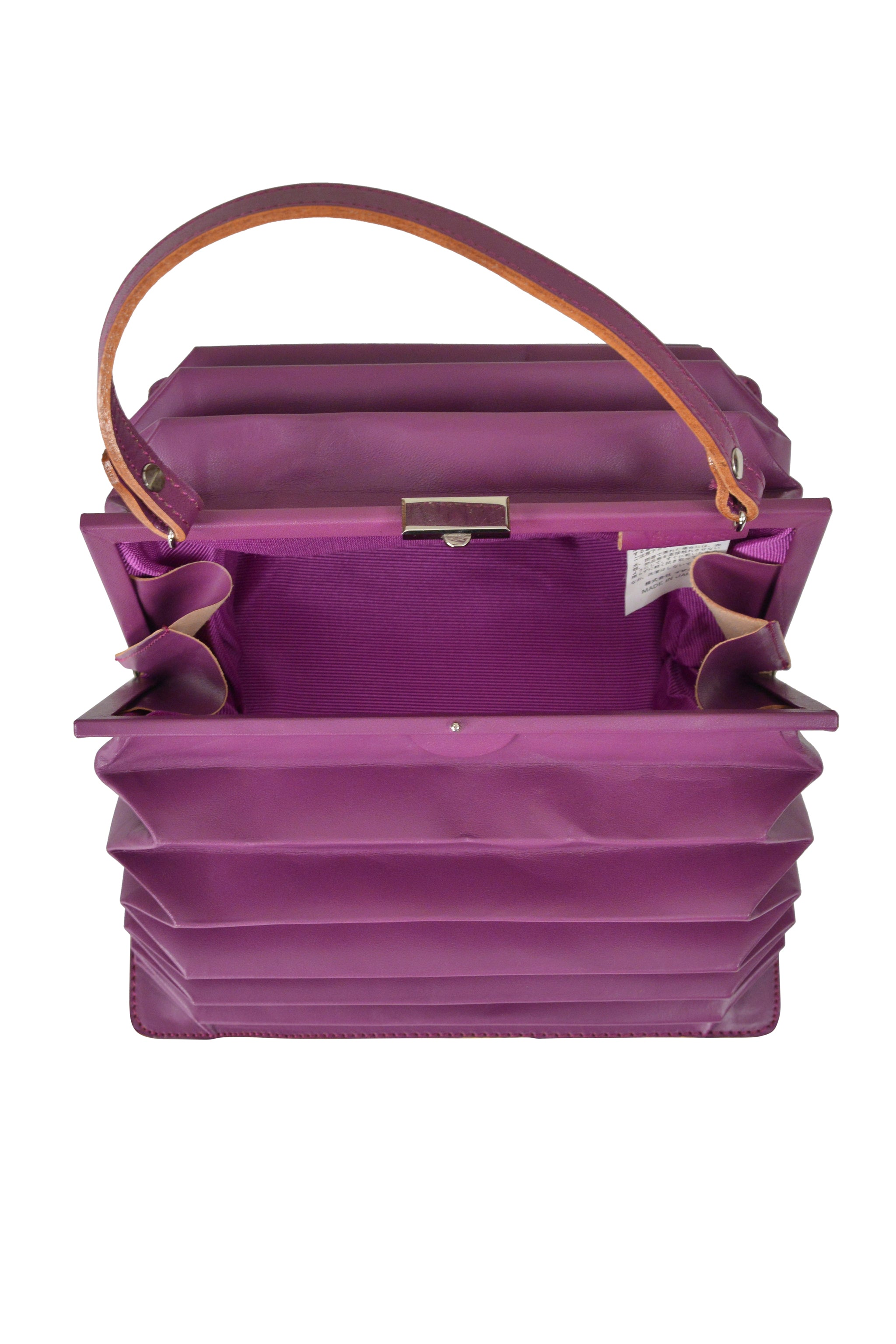 Y'S BY YOHJI YAMAMOTO PURPLE LEATHER PLEATED BAG