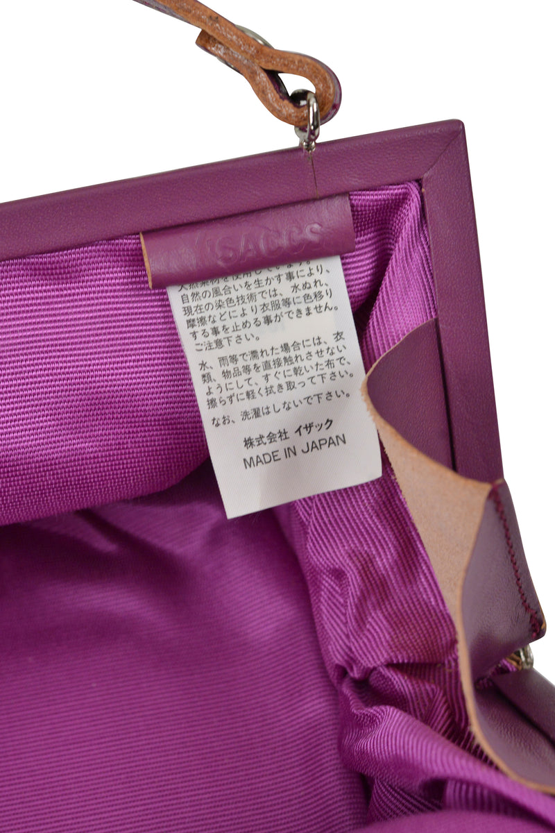 Y'S BY YOHJI YAMAMOTO PURPLE LEATHER PLEATED BAG
