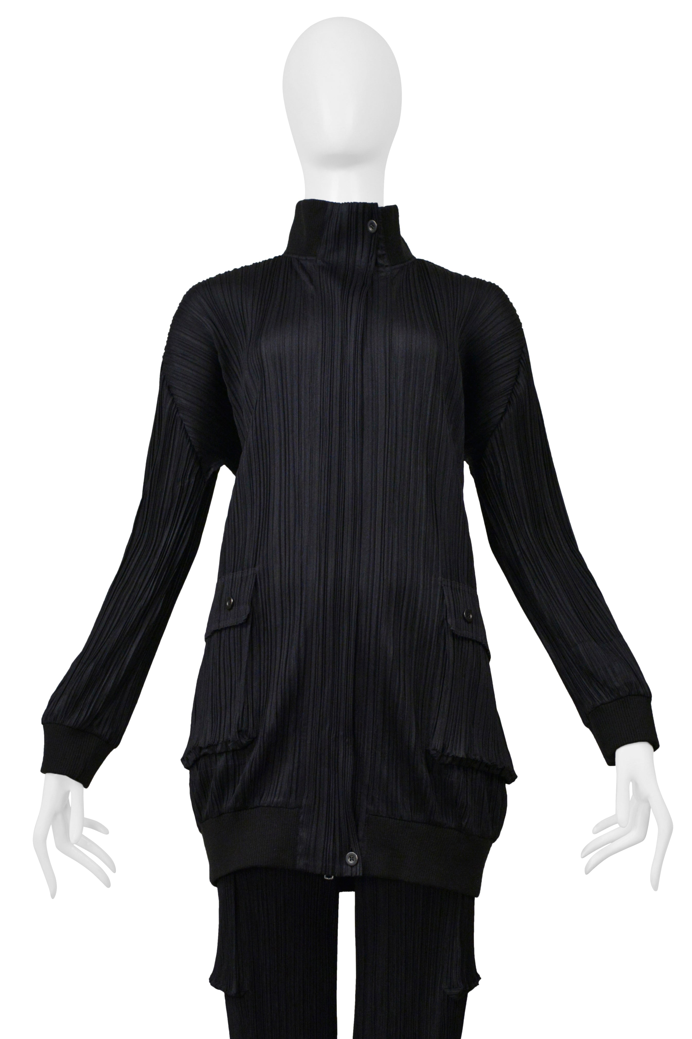 ISSEY MIYAKE BLACK PLEATED TRACK SUIT WITH LARGE POCKETS 2004