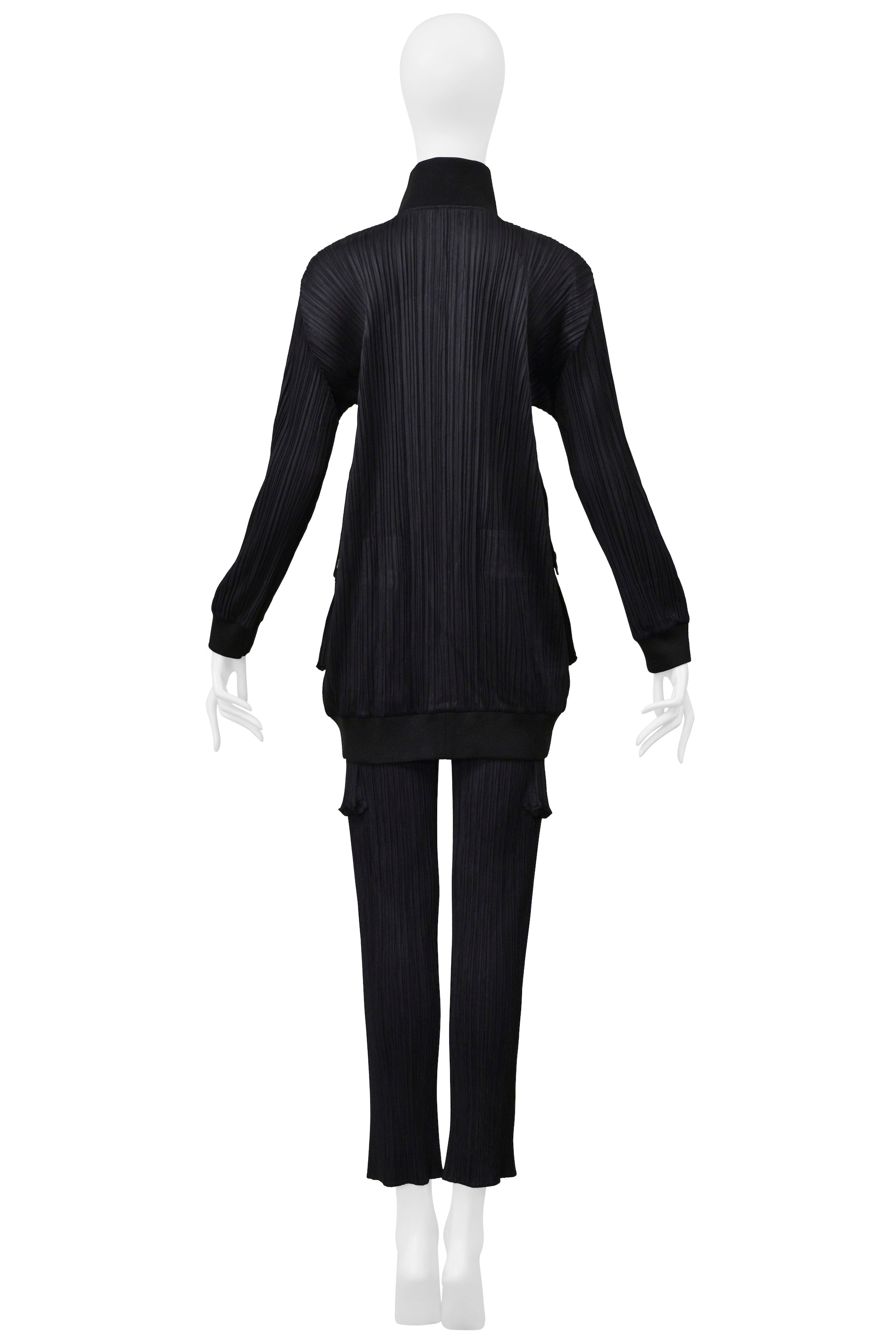 ISSEY MIYAKE BLACK PLEATED TRACK SUIT WITH LARGE POCKETS 2004