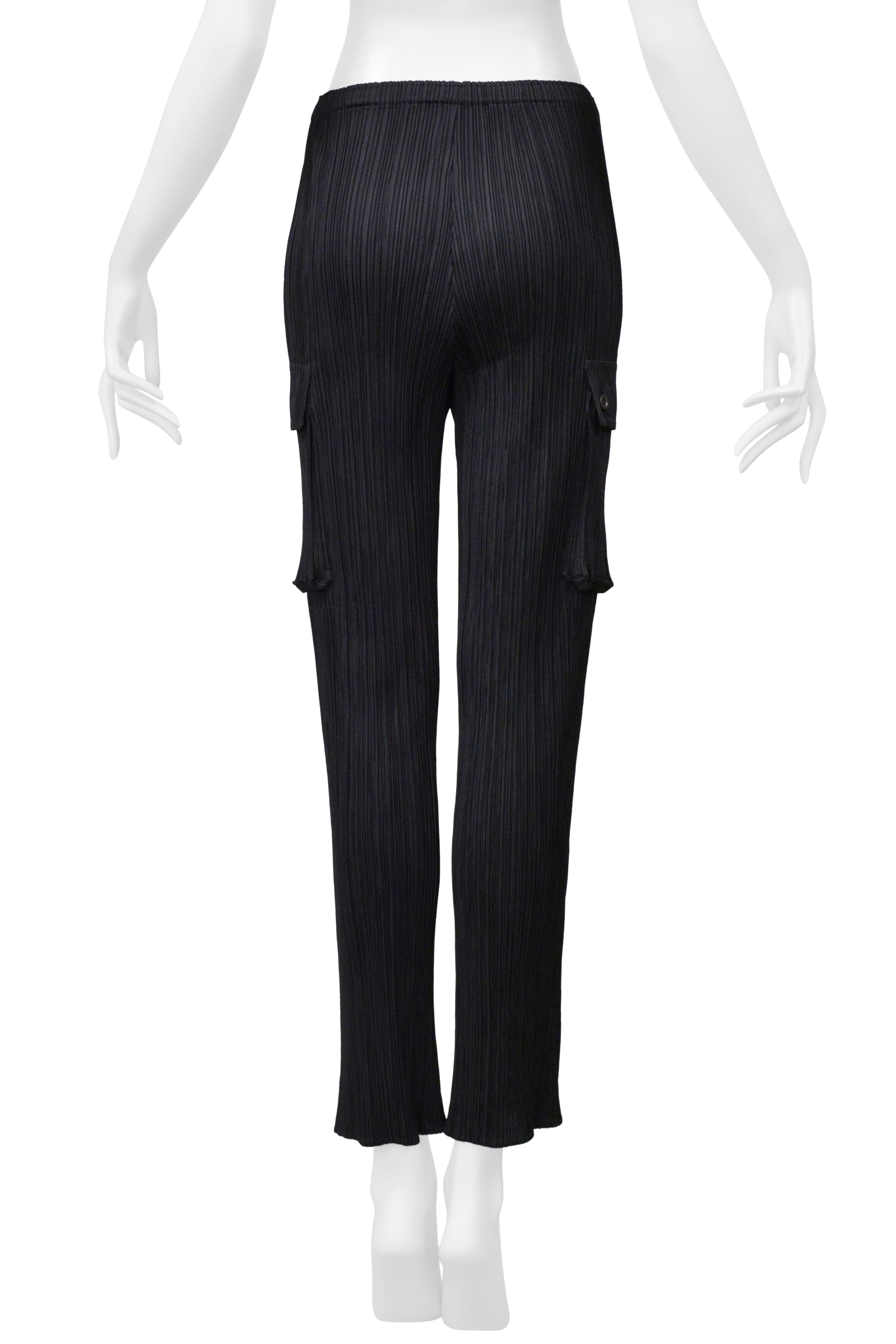 ISSEY MIYAKE BLACK PLEATED TRACK SUIT WITH LARGE POCKETS 2004