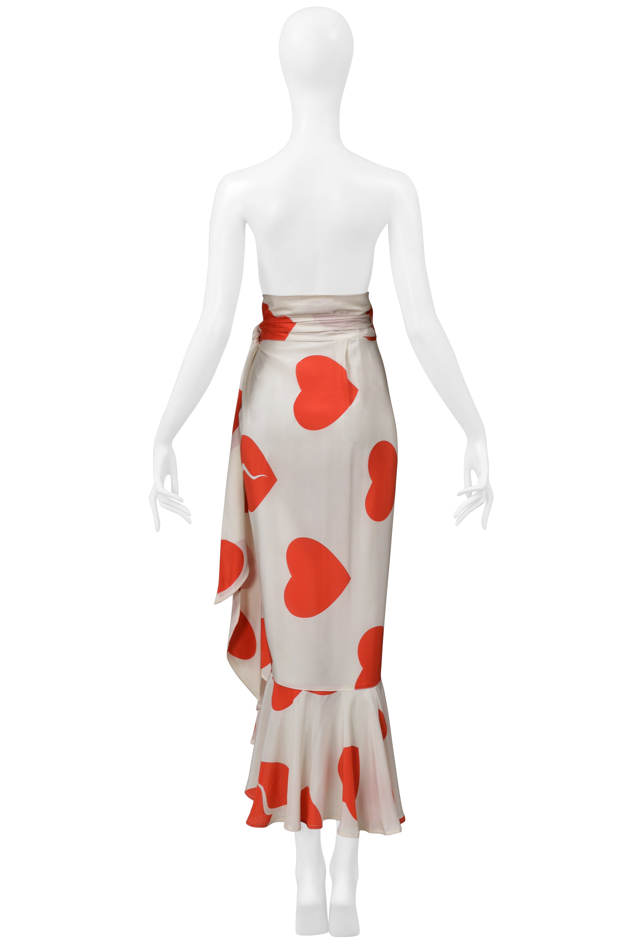 MOSCHINO WHITE WITH RED HEARTS RUFFLE SKIRT 1994