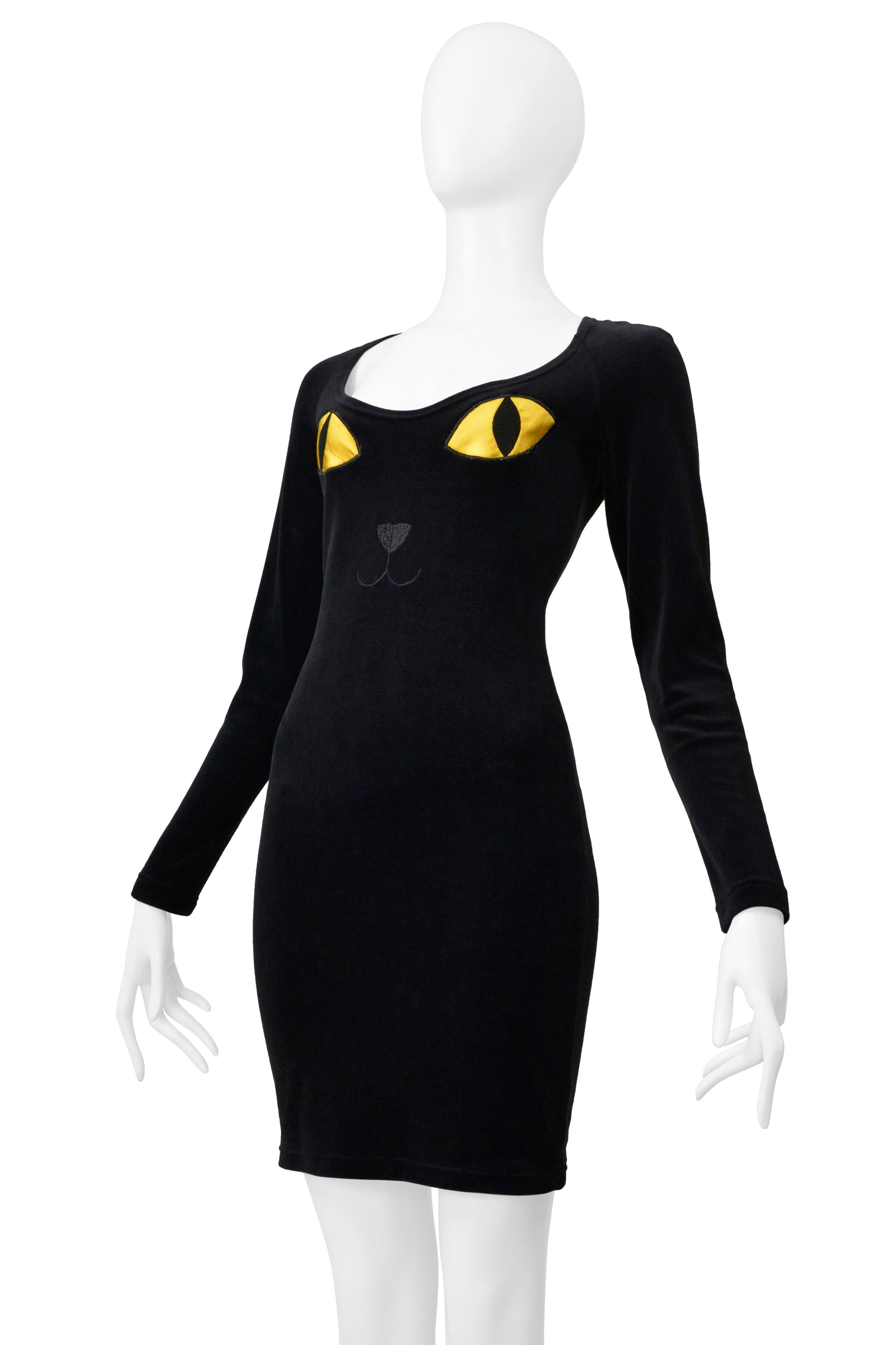 MOSCHINO CHEAP & CHIC BLACK VELVET CAT EYE DRESS