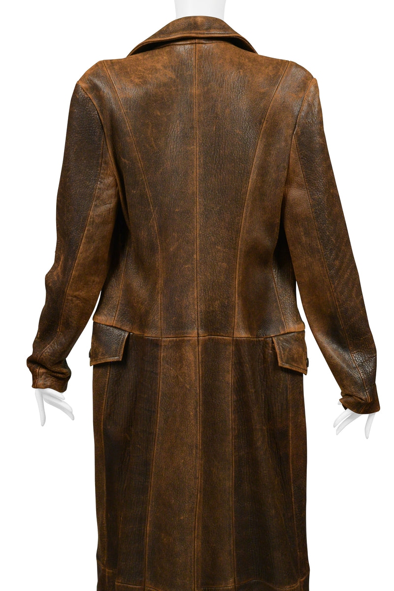 NORTH BEACH DISTRESSED LEATHER AVIATOR MAXI COAT