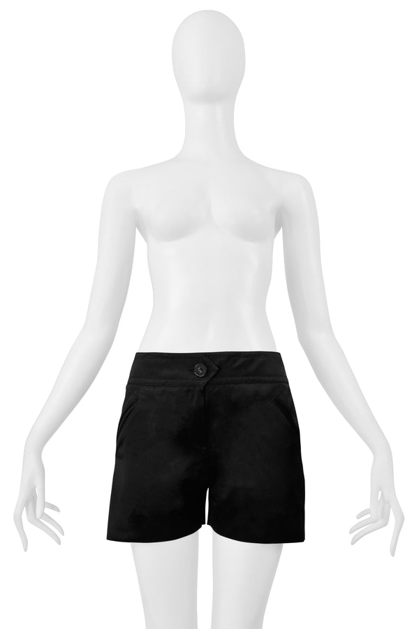 INES DE LA FRESSANGE BLACK SATIN HOT PANTS SHORTS