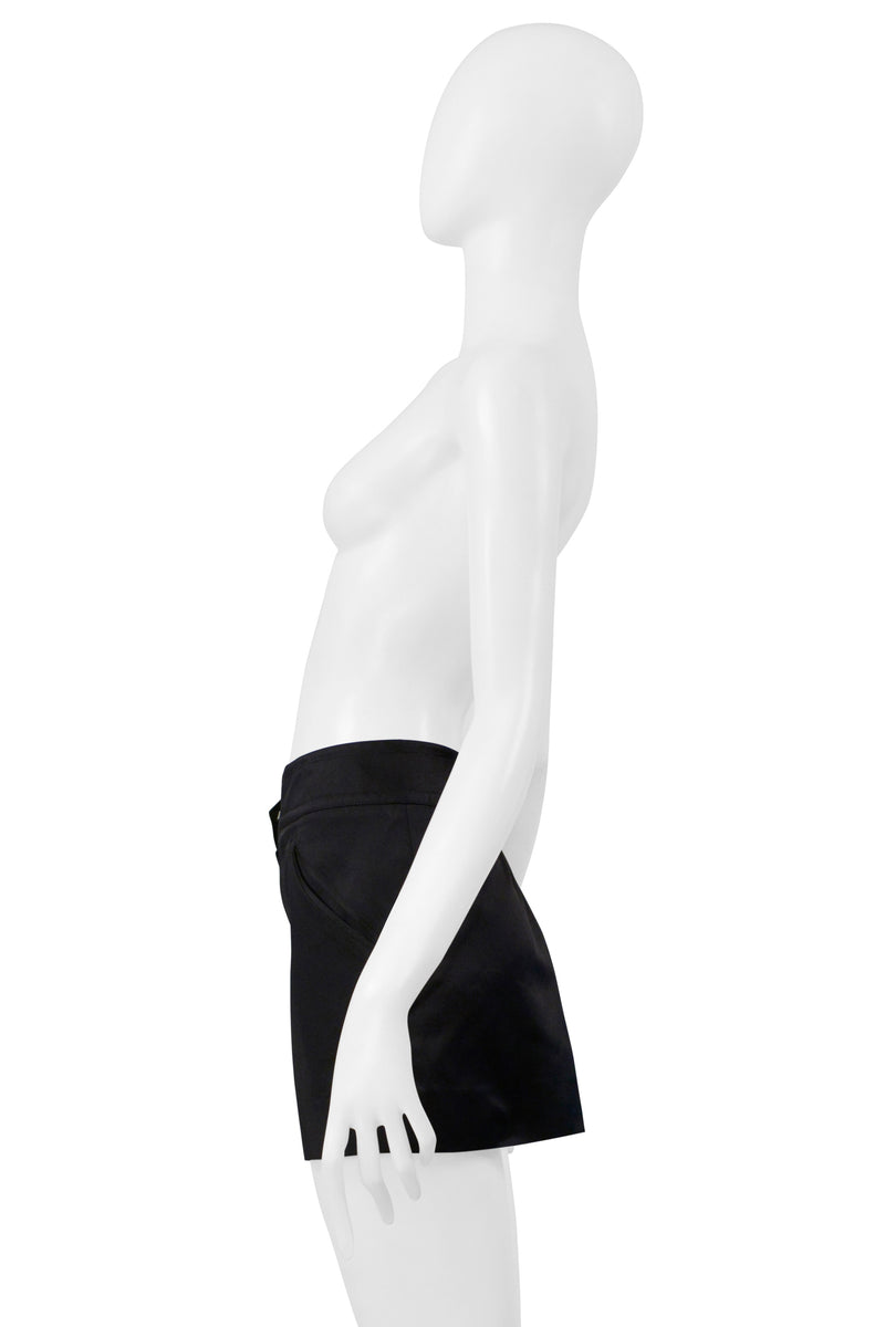 INES DE LA FRESSANGE BLACK SATIN HOT PANTS SHORTS