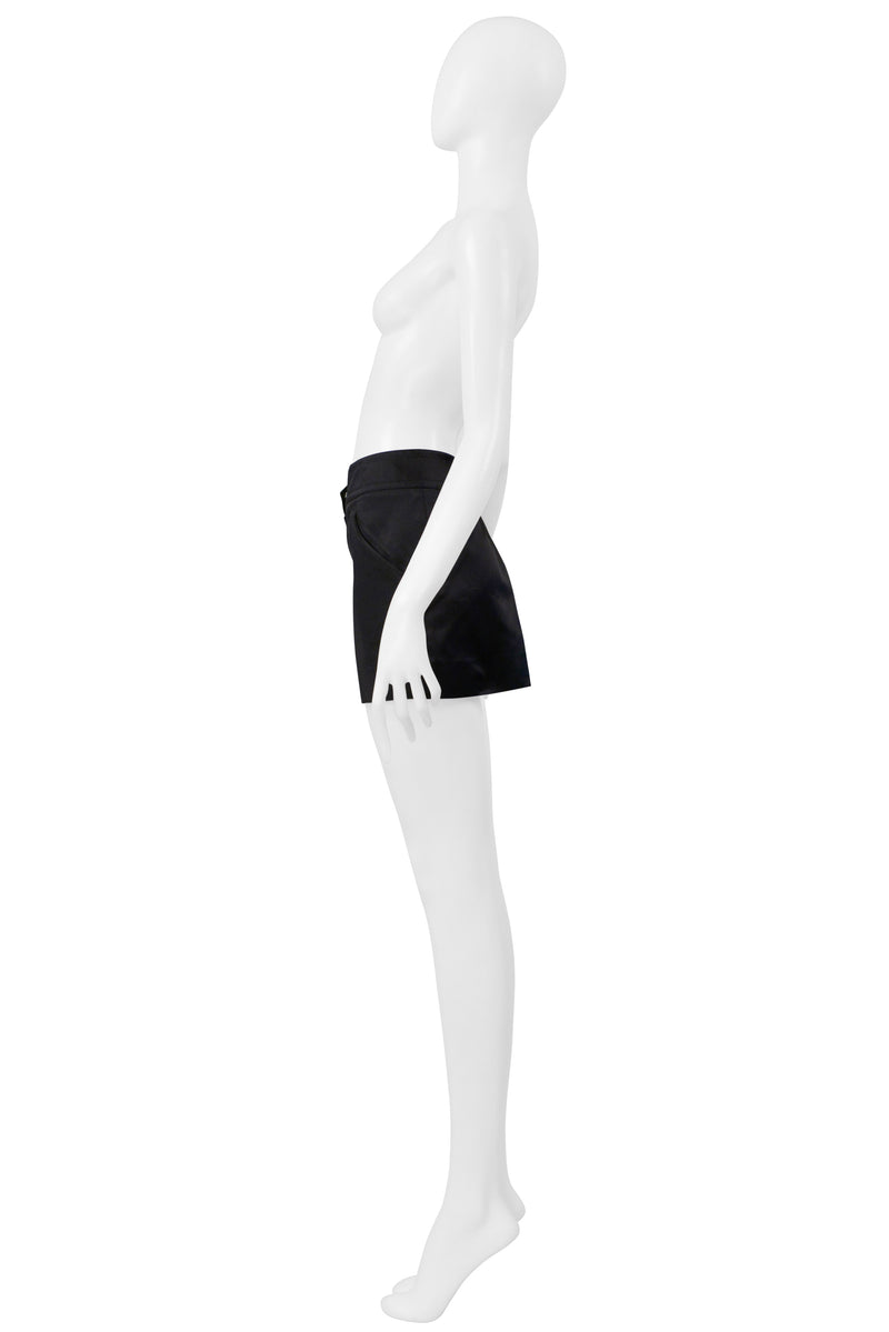 INES DE LA FRESSANGE BLACK SATIN HOT PANTS SHORTS
