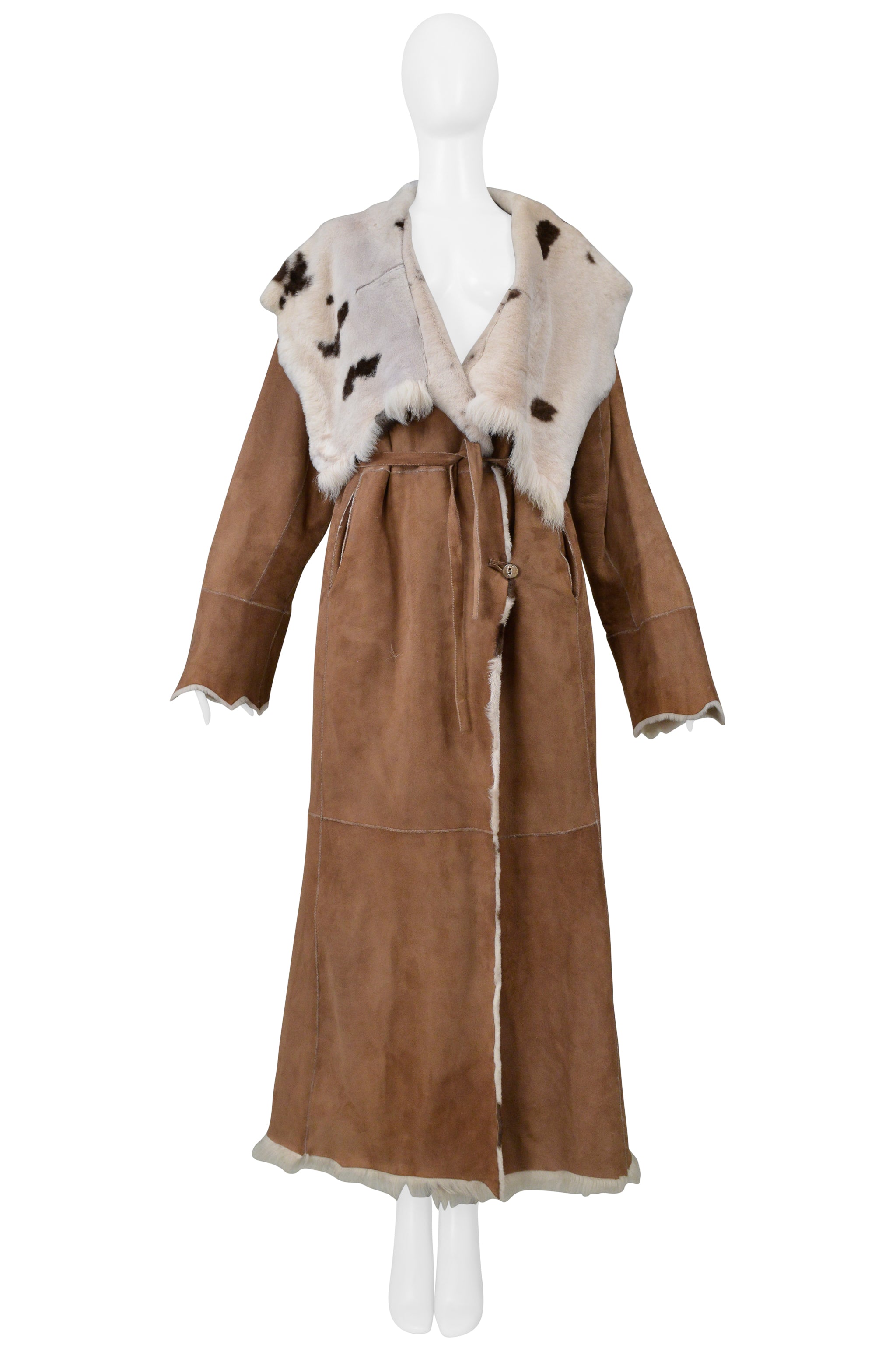 VINTAGE BROWN SPOTTED REVERSIBLE LLAMA FUR COAT