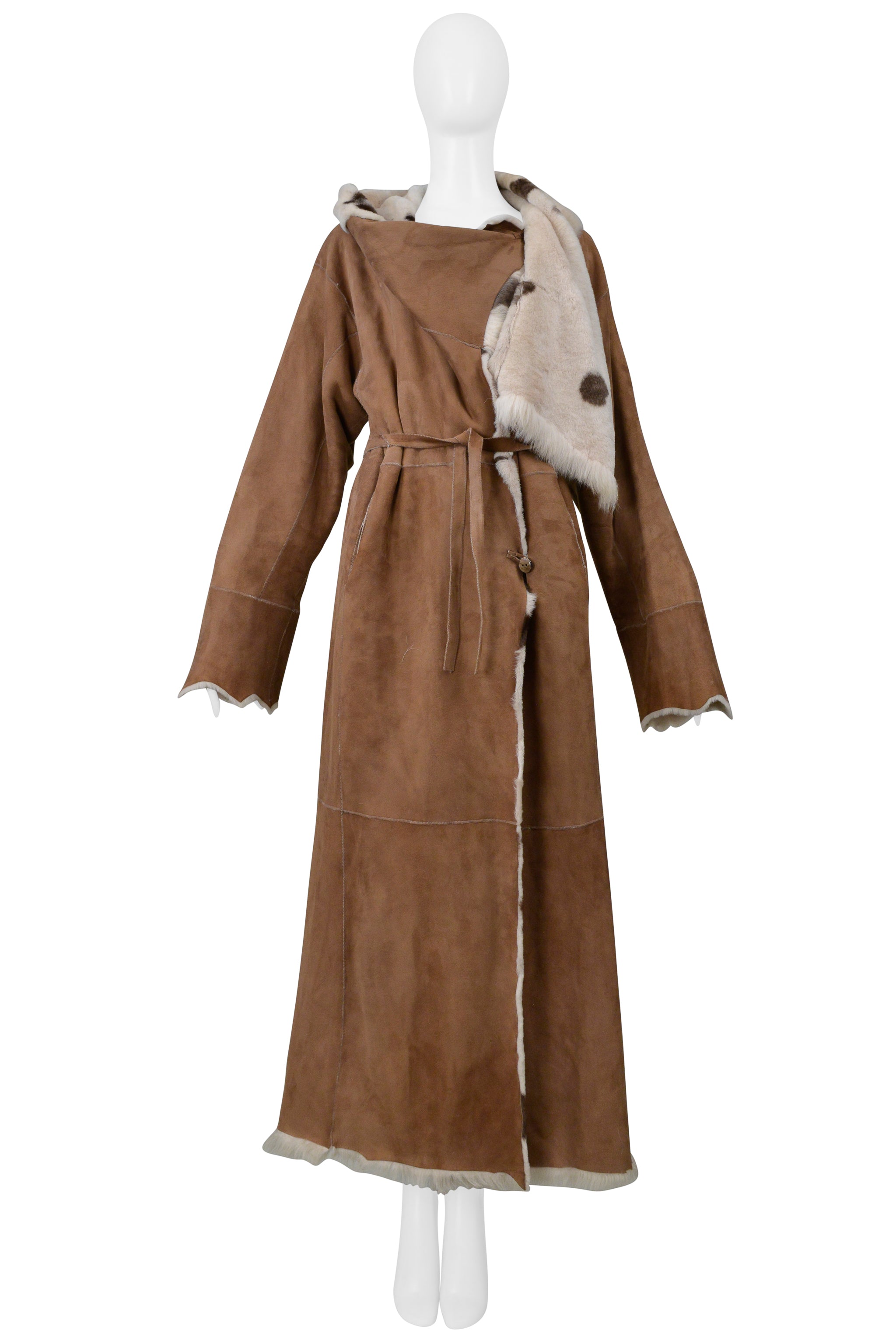 VINTAGE BROWN SPOTTED REVERSIBLE LLAMA FUR COAT