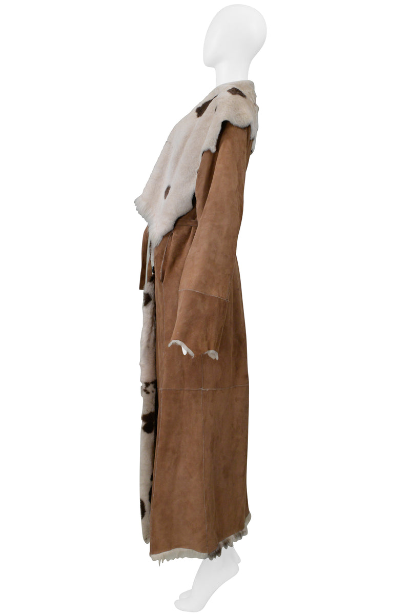 VINTAGE BROWN SPOTTED REVERSIBLE LLAMA FUR COAT