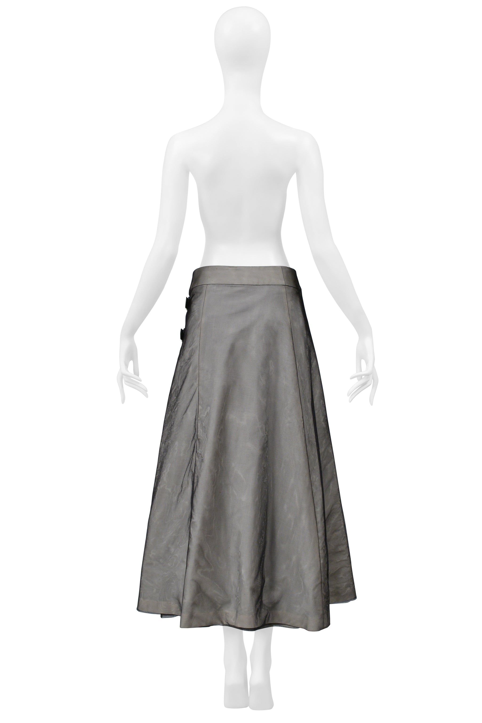 COMME DES GARCONS OFF-WHITE AND BLACK MESH  KILT STYLE SKIRT WITH LEATHER BELTS AND BUCKLES 2000-01