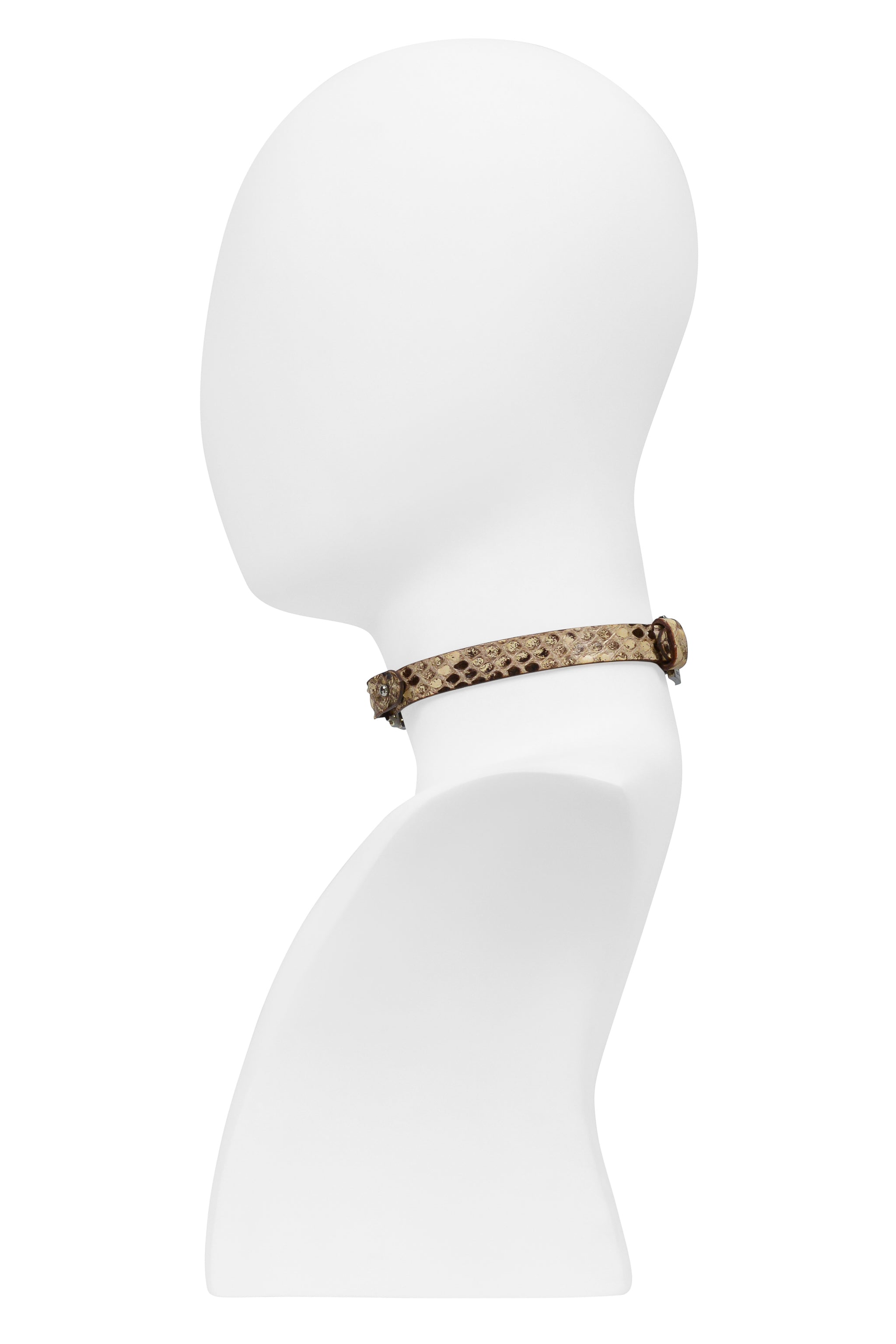 DOLCE & GABBANA NATURAL SNAKE-EFFECT LEATHER CHOKER NECKLACE WITH CHROME D&G