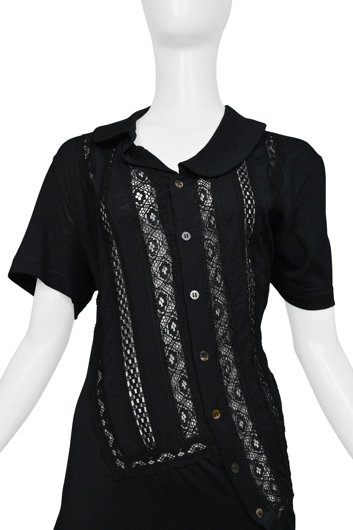 JUNYA WATANABE BLACK TWIST DRESS WITH LACE INSETS 2007