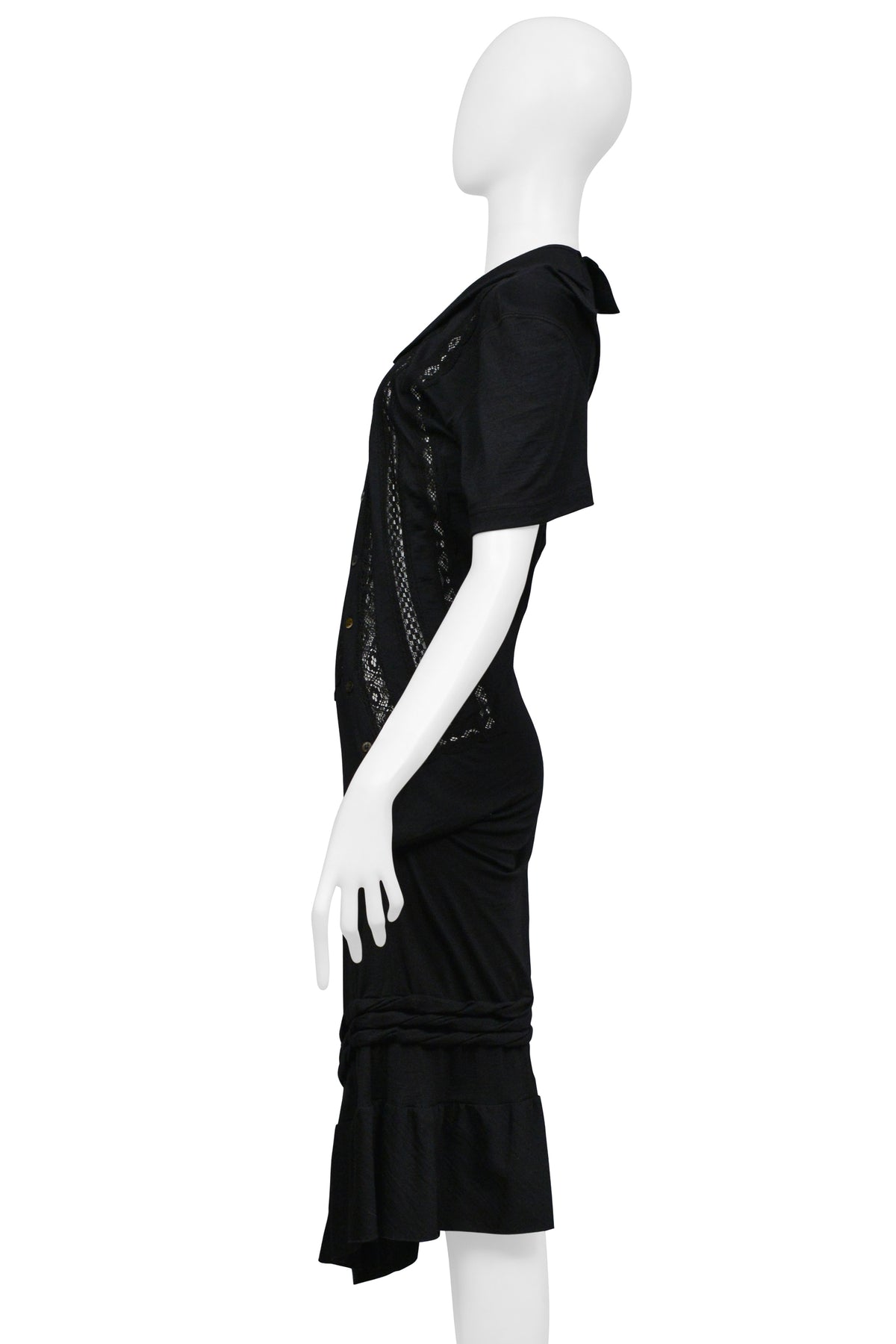 JUNYA WATANABE BLACK TWIST DRESS WITH LACE INSETS 2007