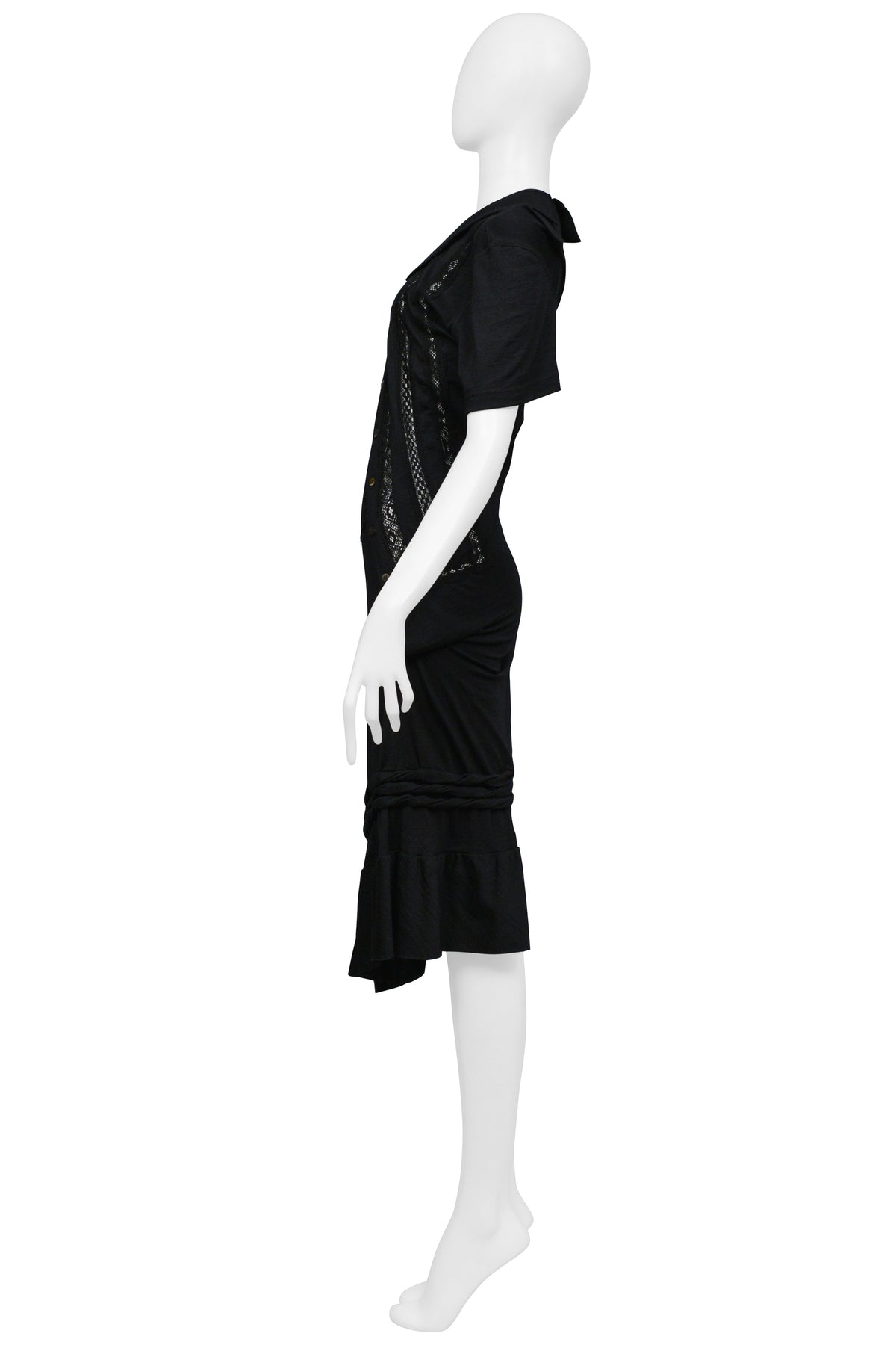 JUNYA WATANABE BLACK TWIST DRESS WITH LACE INSETS 2007