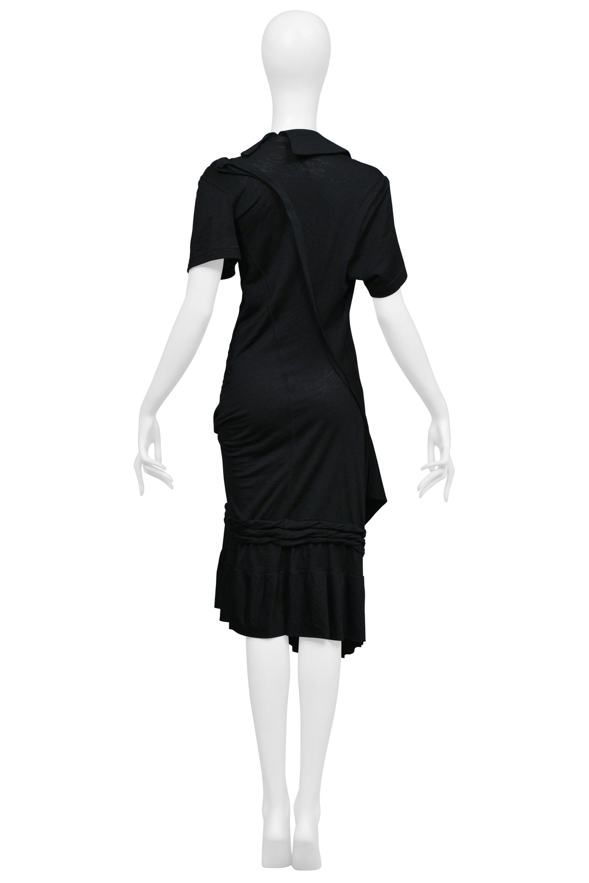 JUNYA WATANABE BLACK TWIST DRESS WITH LACE INSETS 2007