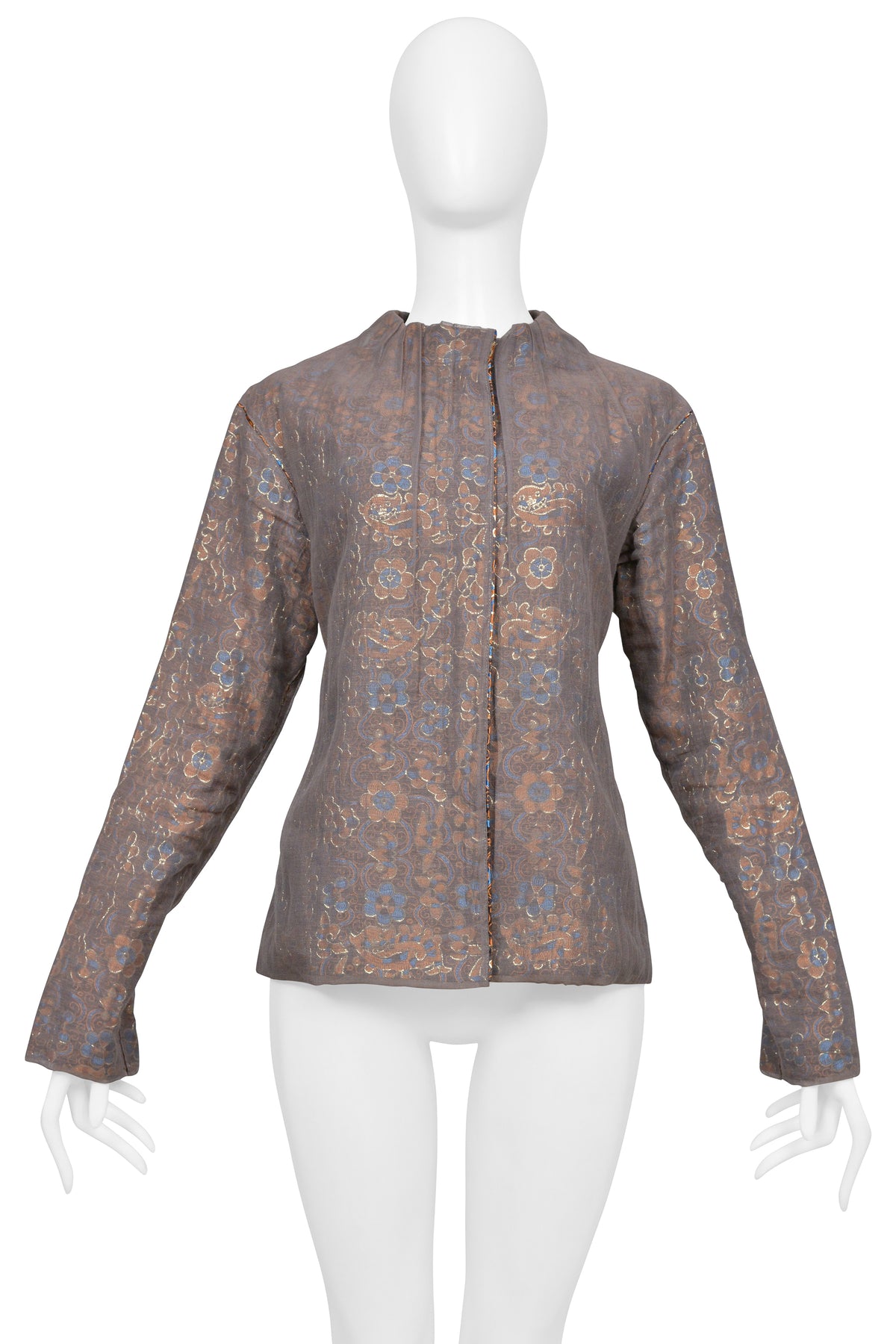 ISSEY MIYAKE BROWN JACKET AND SKIRT ENSEMBLE WITH KASHMIR PRINT 2001