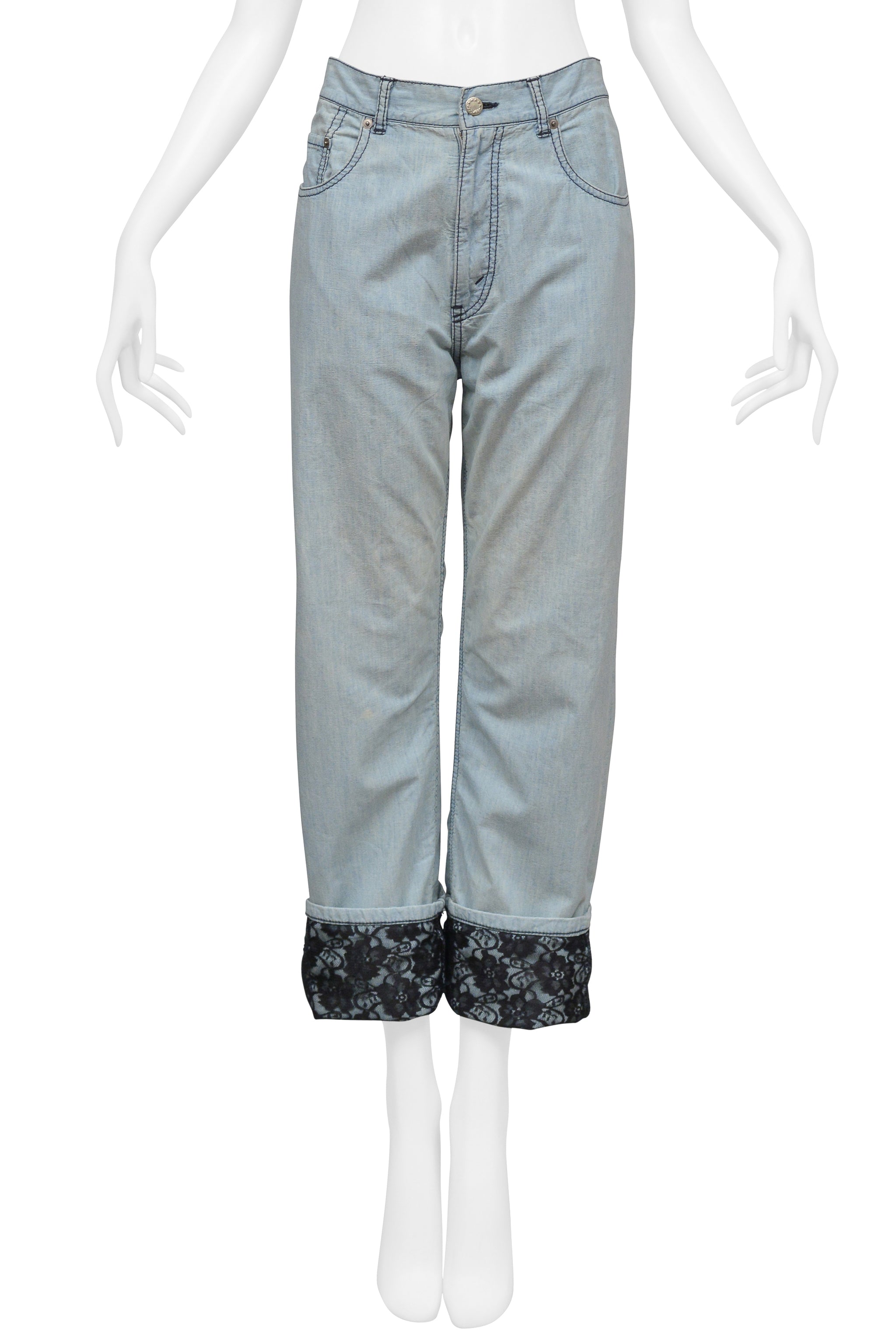 TAO FOR COMME DES GARCONS LIGHT DENIM CHAMBRAY WITH BLACK LACE LINING AND CUFFS 2010