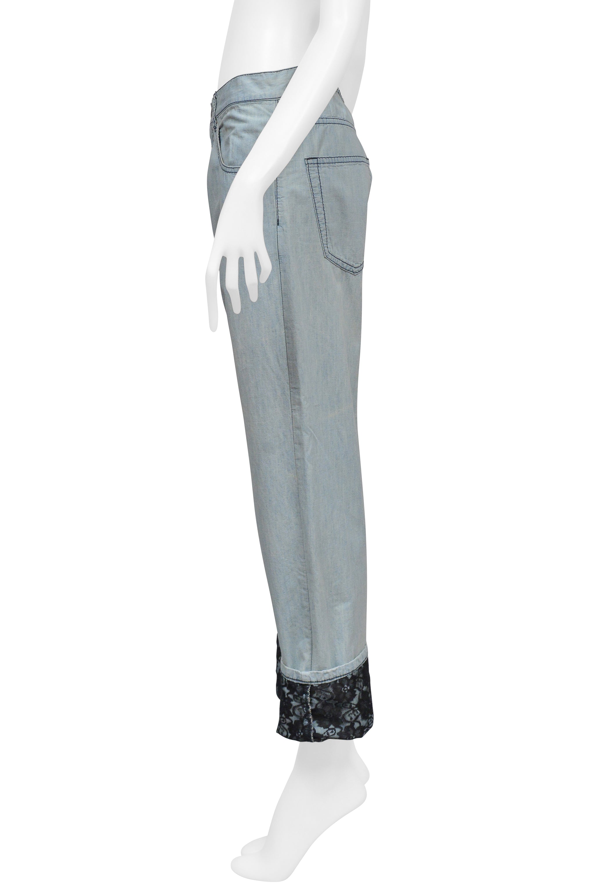 TAO FOR COMME DES GARCONS LIGHT DENIM CHAMBRAY WITH BLACK LACE LINING AND CUFFS 2010