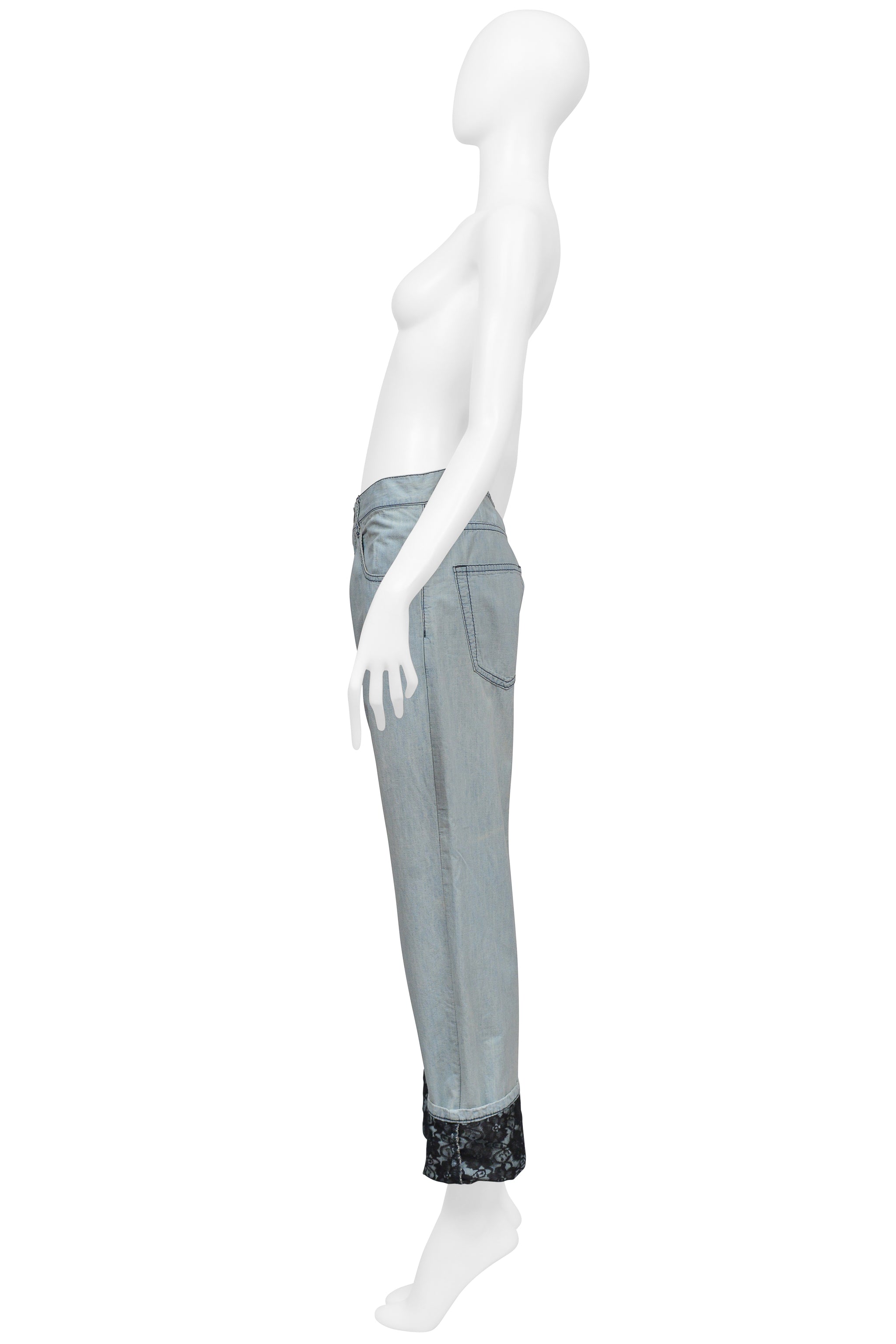 TAO FOR COMME DES GARCONS LIGHT DENIM CHAMBRAY WITH BLACK LACE LINING AND CUFFS 2010