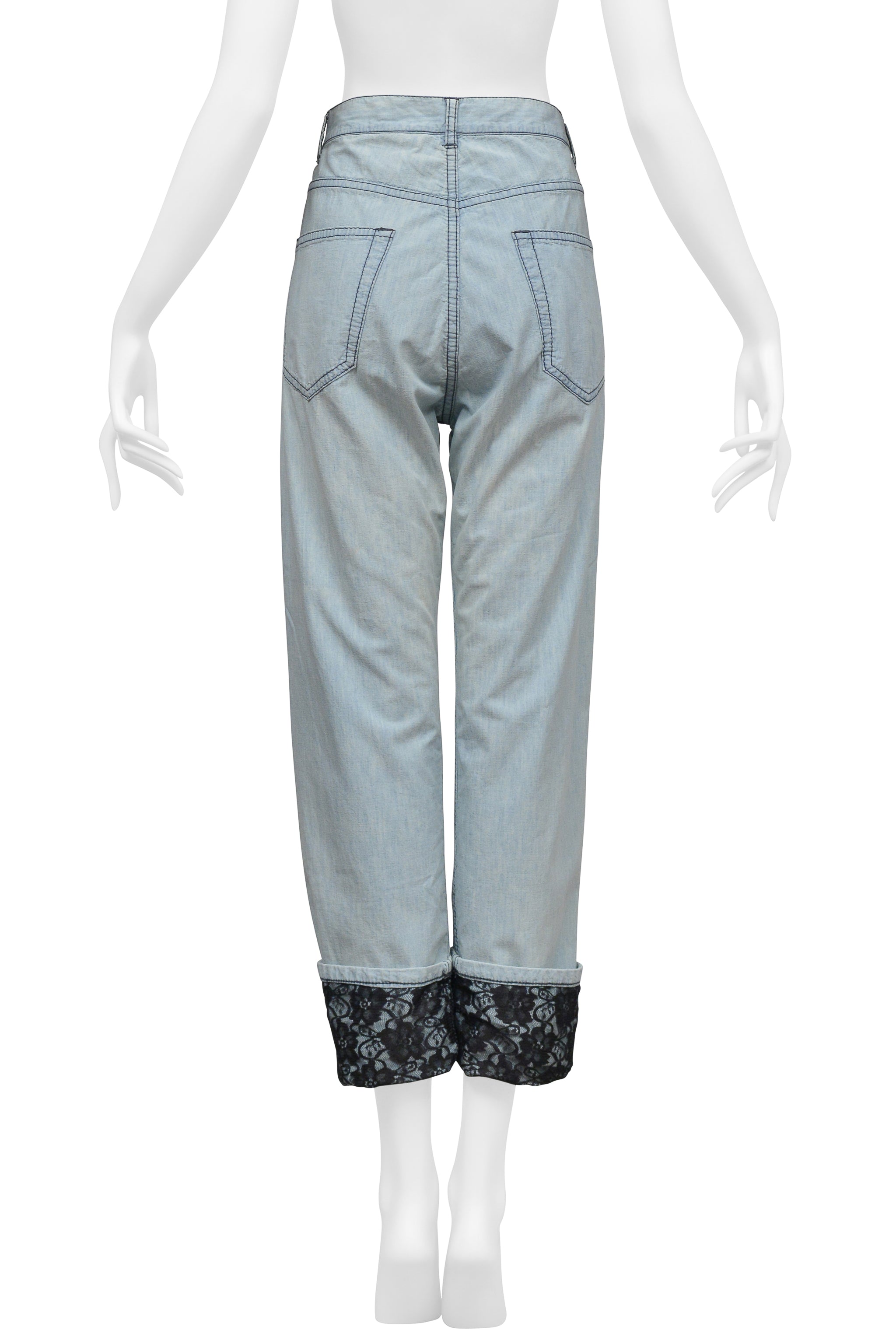 TAO FOR COMME DES GARCONS LIGHT DENIM CHAMBRAY WITH BLACK LACE LINING AND CUFFS 2010