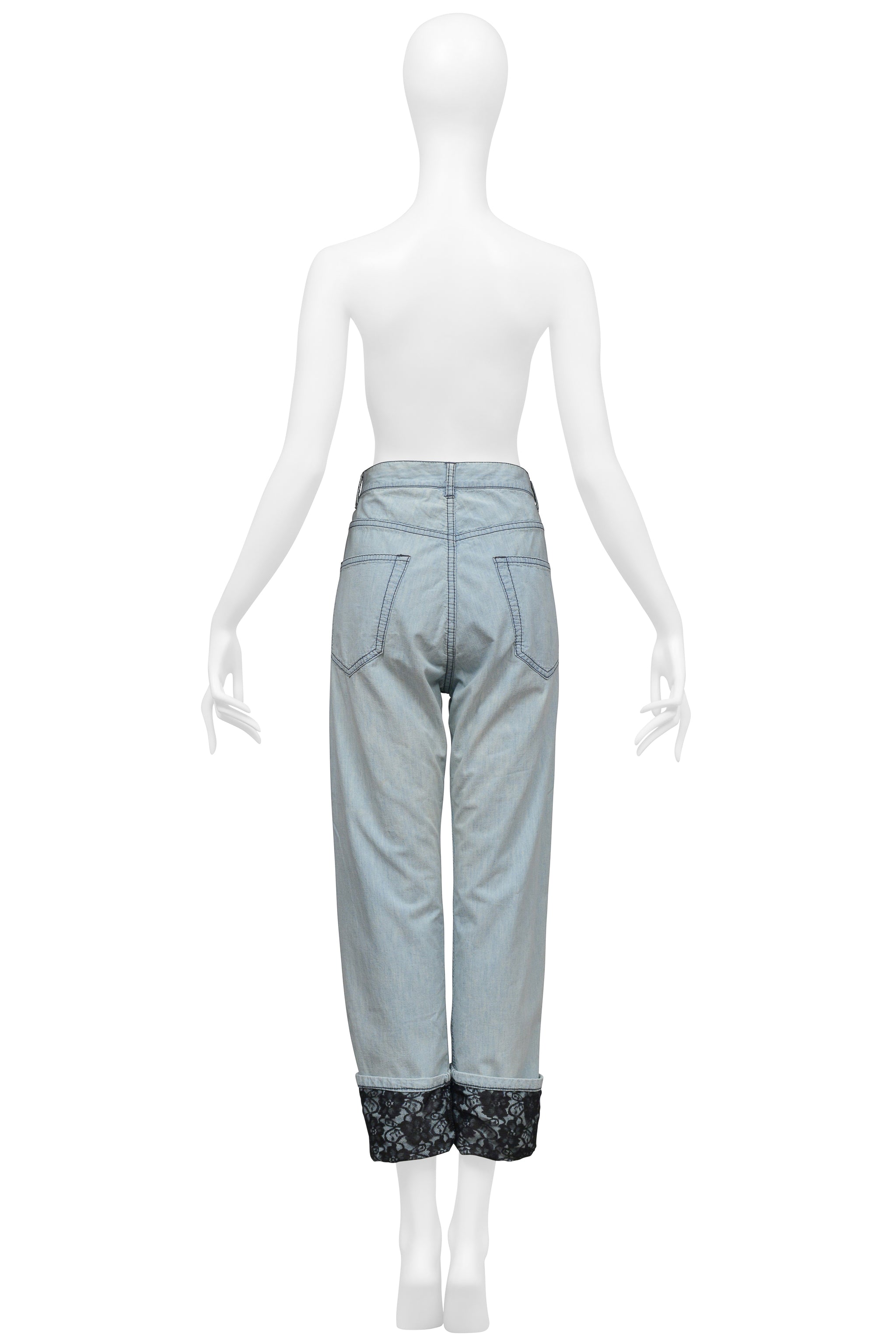 TAO FOR COMME DES GARCONS LIGHT DENIM CHAMBRAY WITH BLACK LACE LINING AND CUFFS 2010