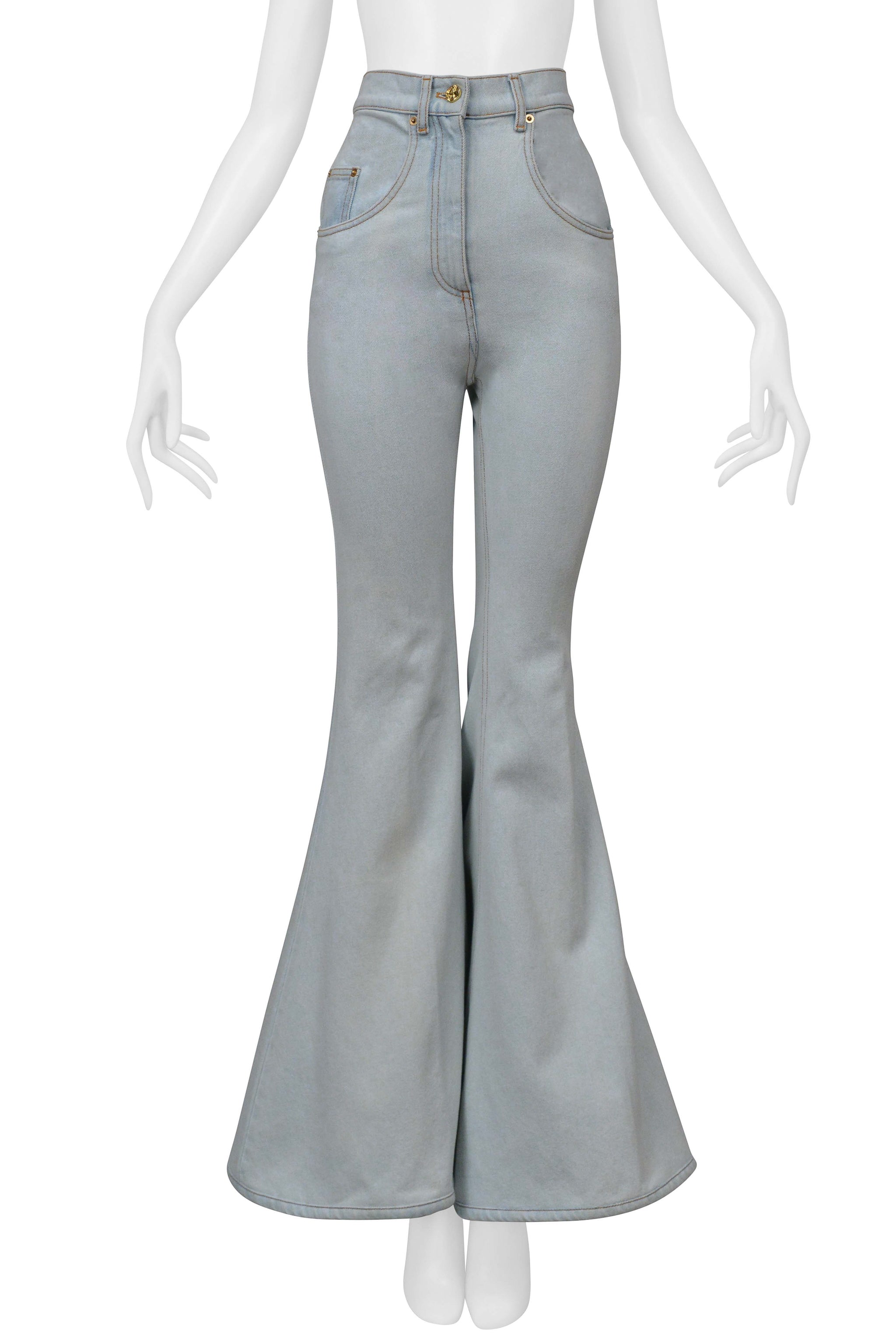 NINA RICCI ACID WASHED ULTRA FLARE DENIM JEANS