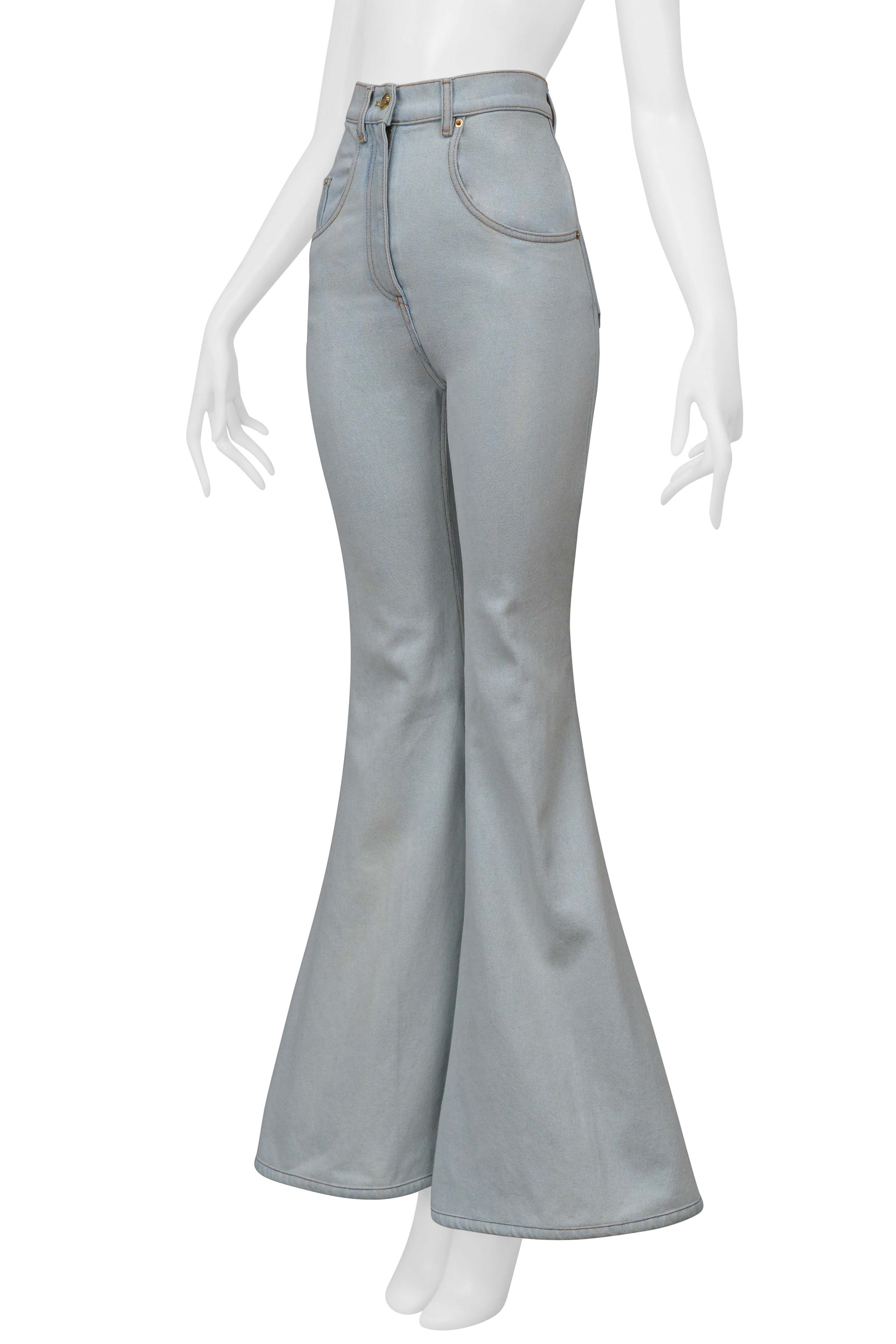 NINA RICCI ACID WASHED ULTRA FLARE DENIM JEANS