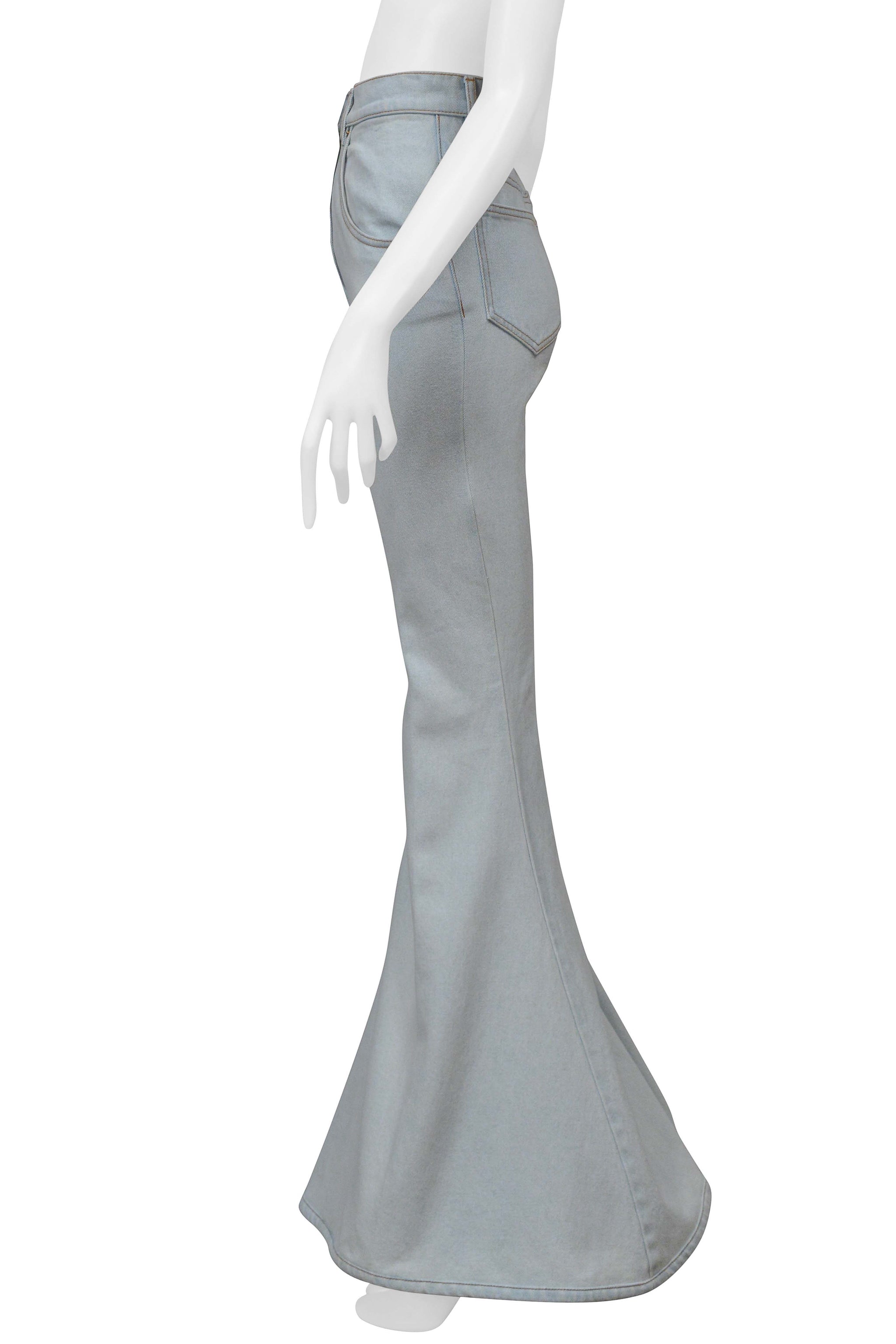 NINA RICCI ACID WASHED ULTRA FLARE DENIM JEANS