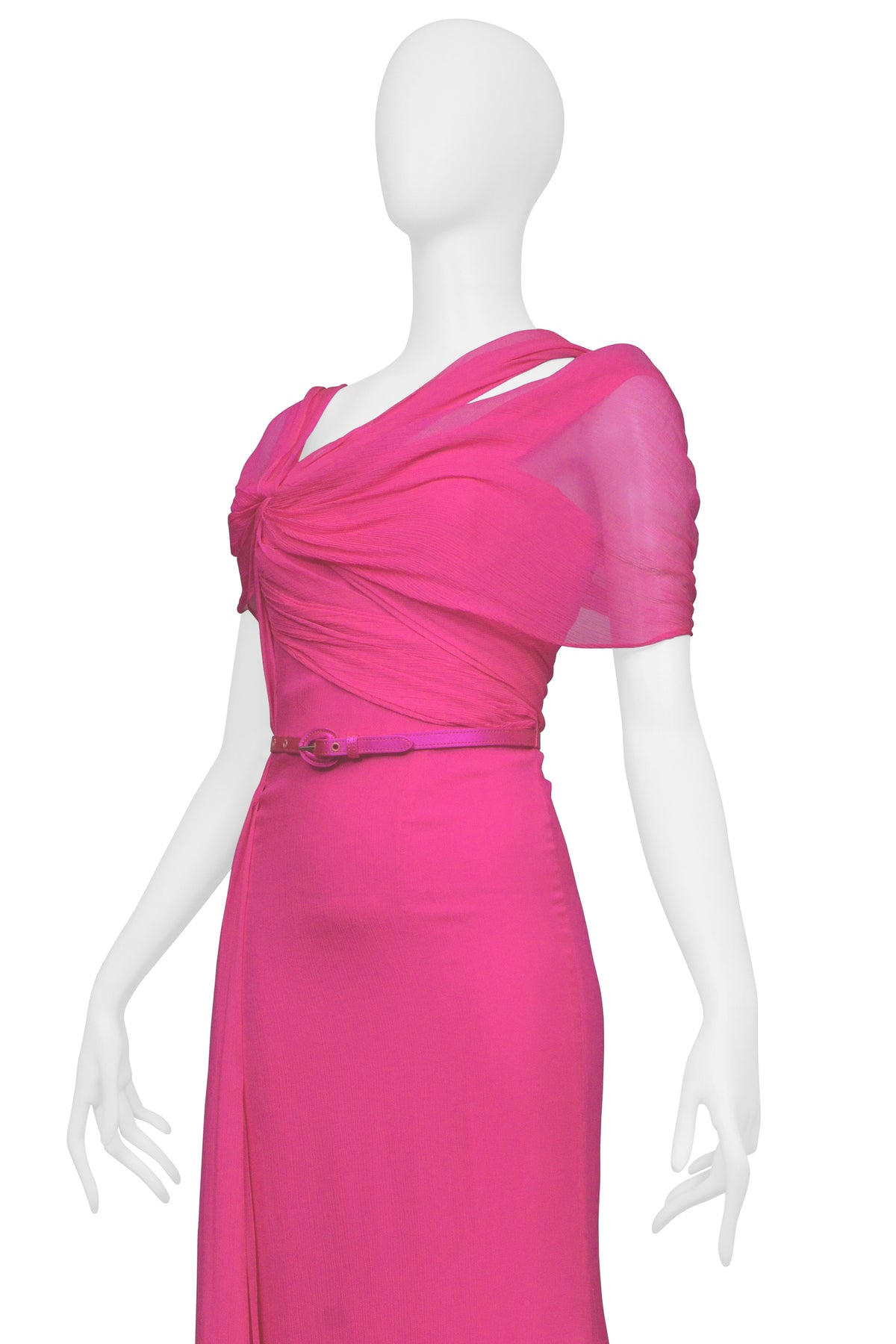 OSCAR DE LA RENTA HOT PINK GOWN WITH BELT
