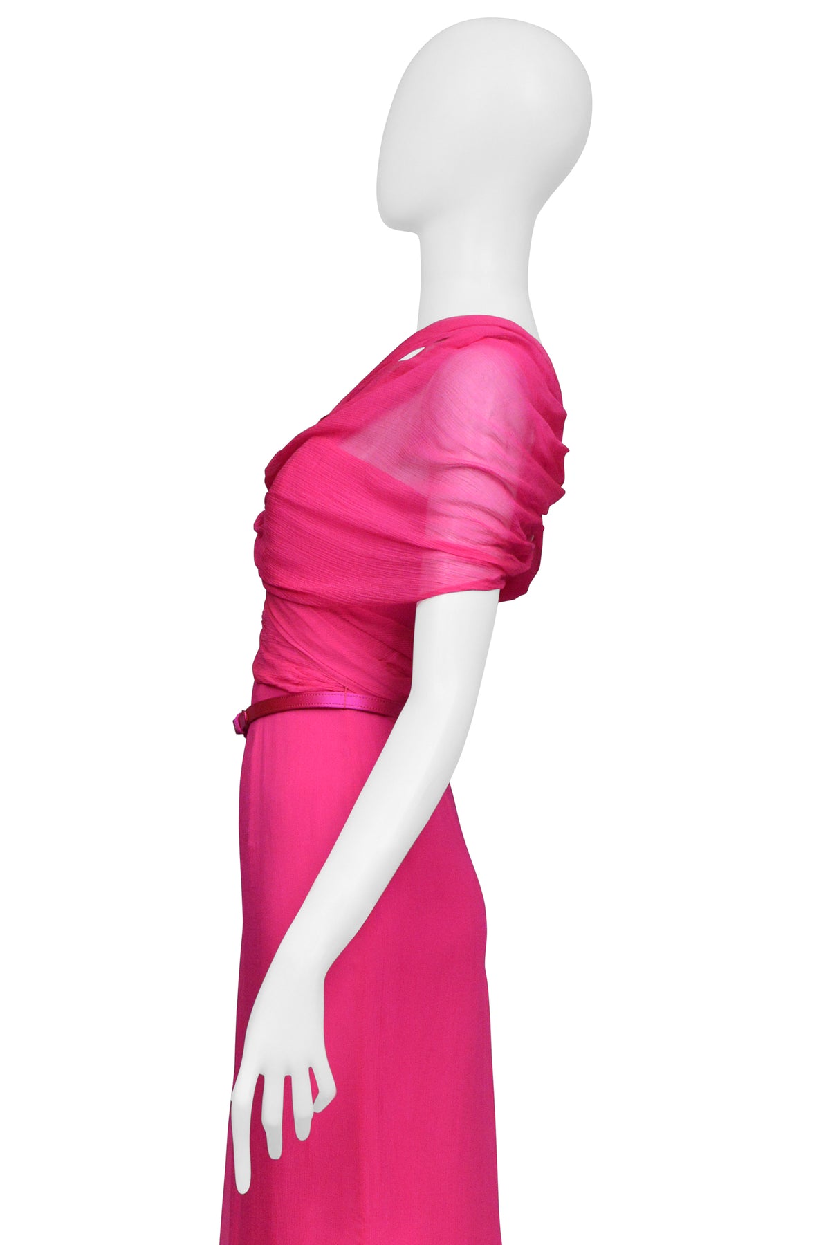 OSCAR DE LA RENTA HOT PINK GOWN WITH BELT