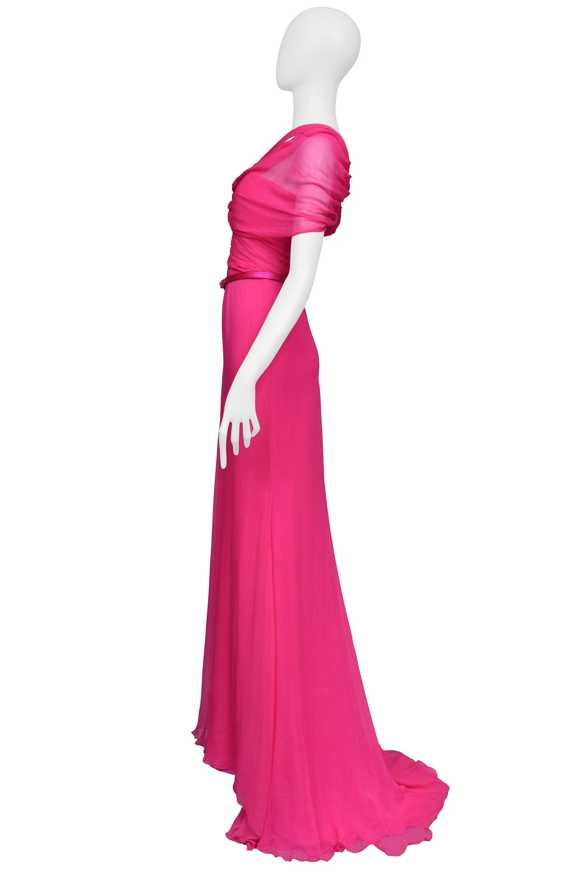 OSCAR DE LA RENTA HOT PINK GOWN WITH BELT
