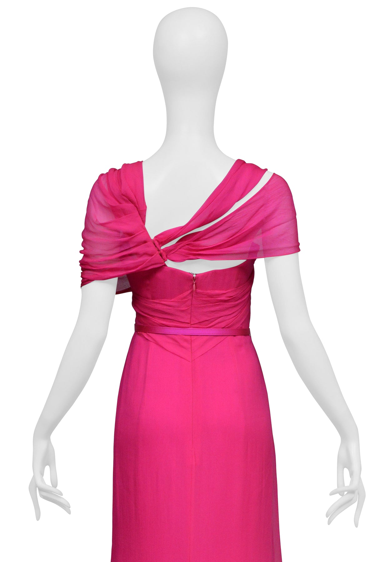 OSCAR DE LA RENTA HOT PINK GOWN WITH BELT