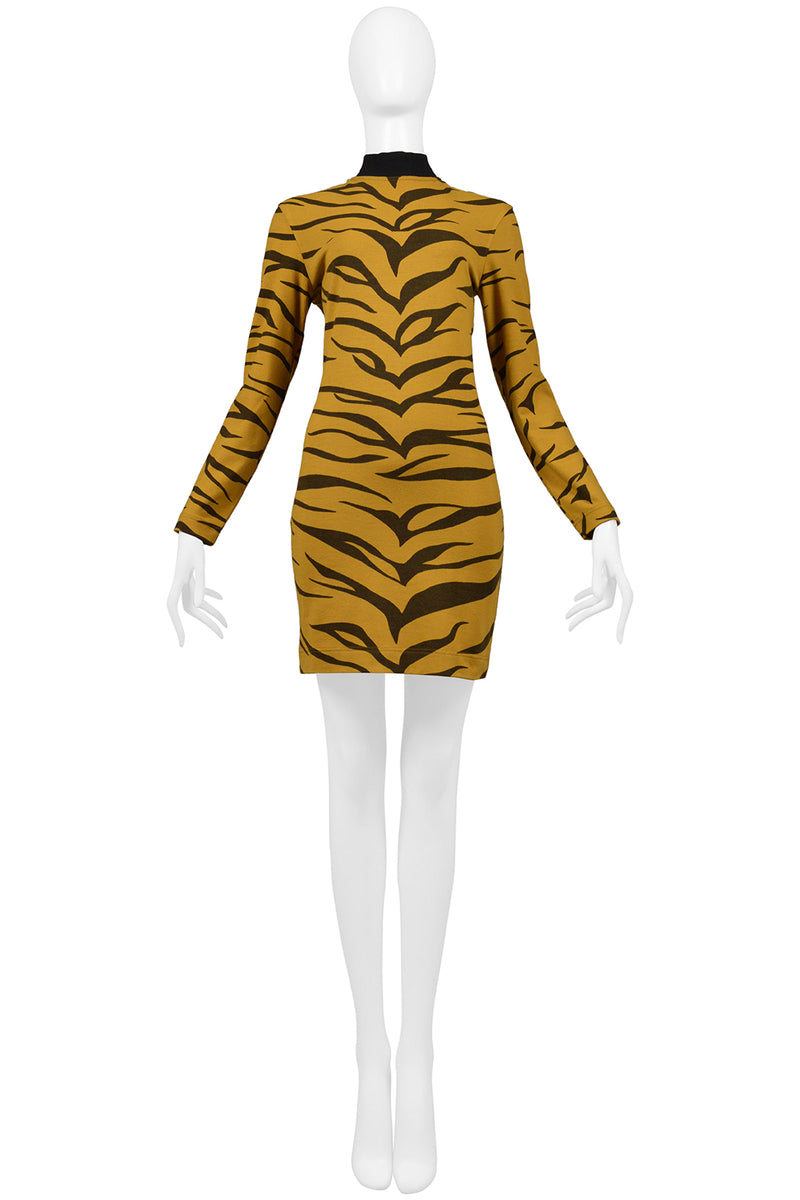 RIFAT OZBEK ORANGE AND BLACK TIGER DRESS