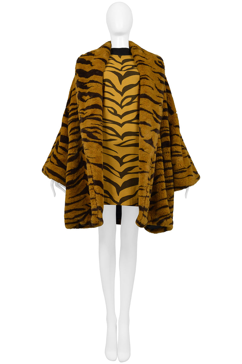 RIFAT OZBEK ORANGE AND BLACK TIGER DRESS