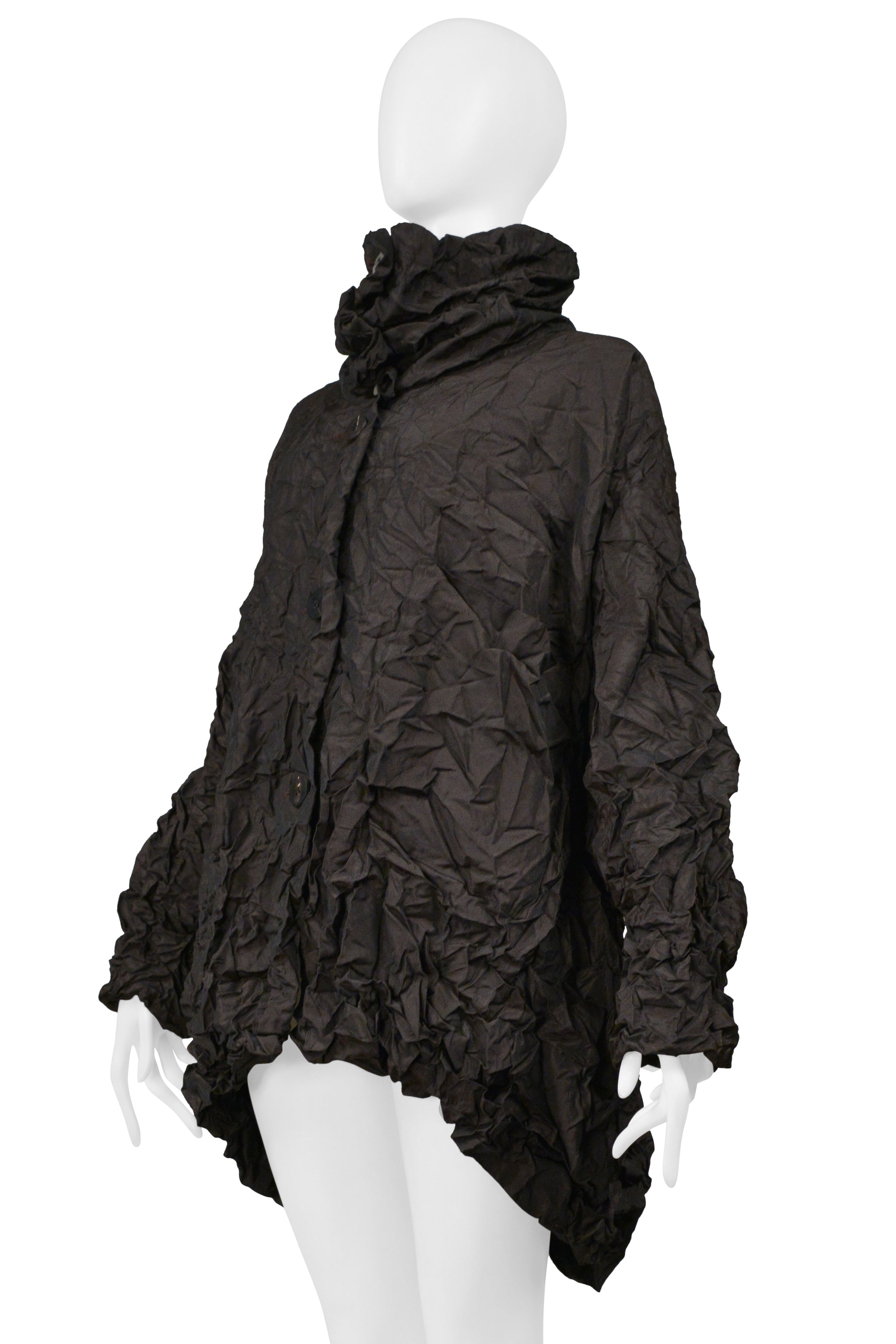 POINT-VUE SHU MORIYAMA BROWN CRINKLE OVERSIZED COAT 1998