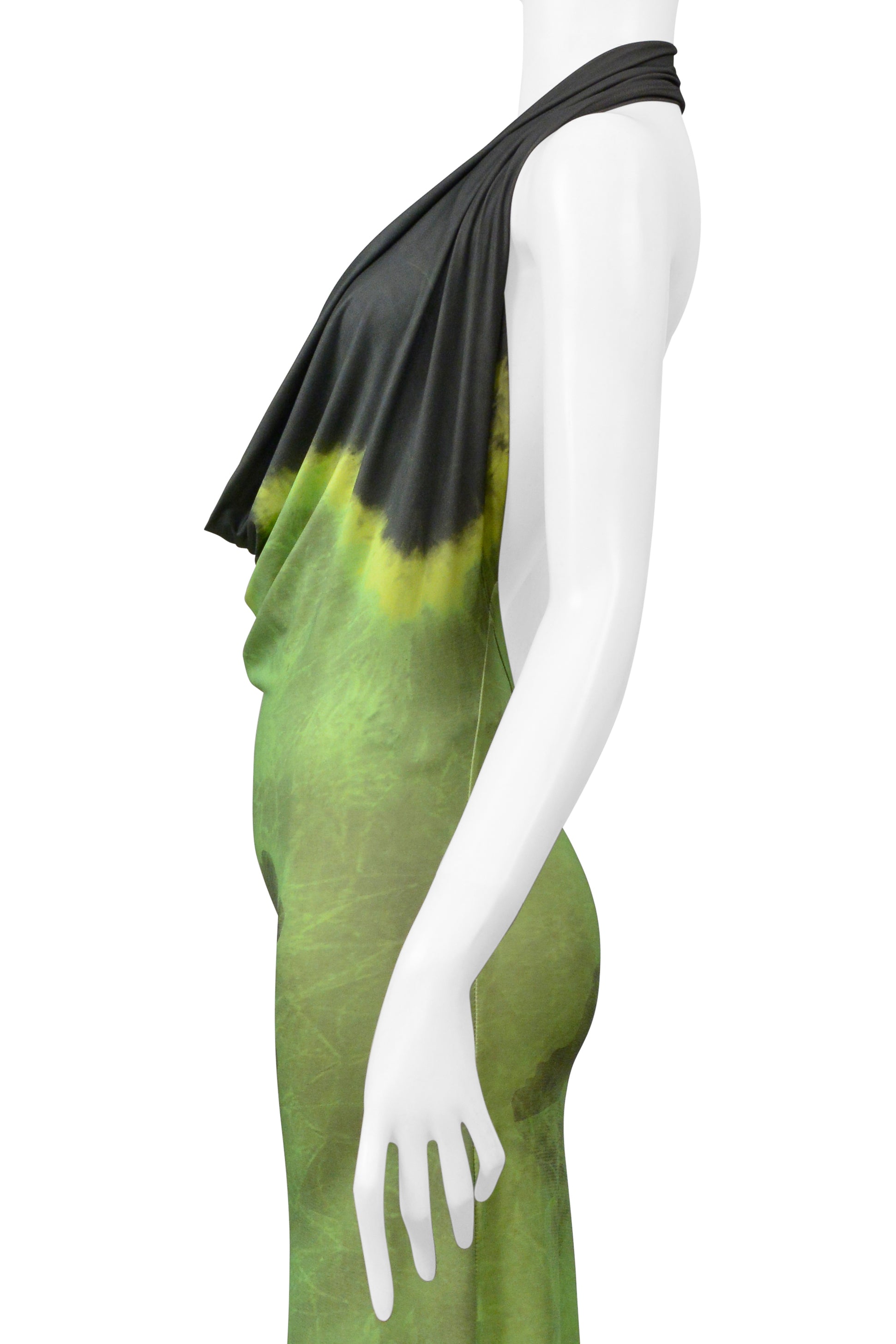 PLEIN SUD BRIGHT GREEN HALTER DRESS WITH FLOWER PRINT