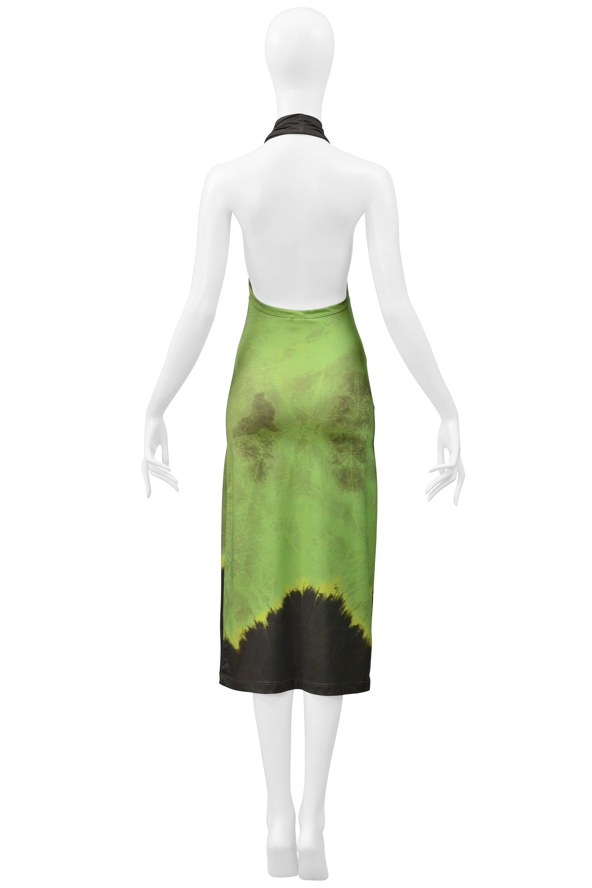 PLEIN SUD BRIGHT GREEN HALTER DRESS WITH FLOWER PRINT