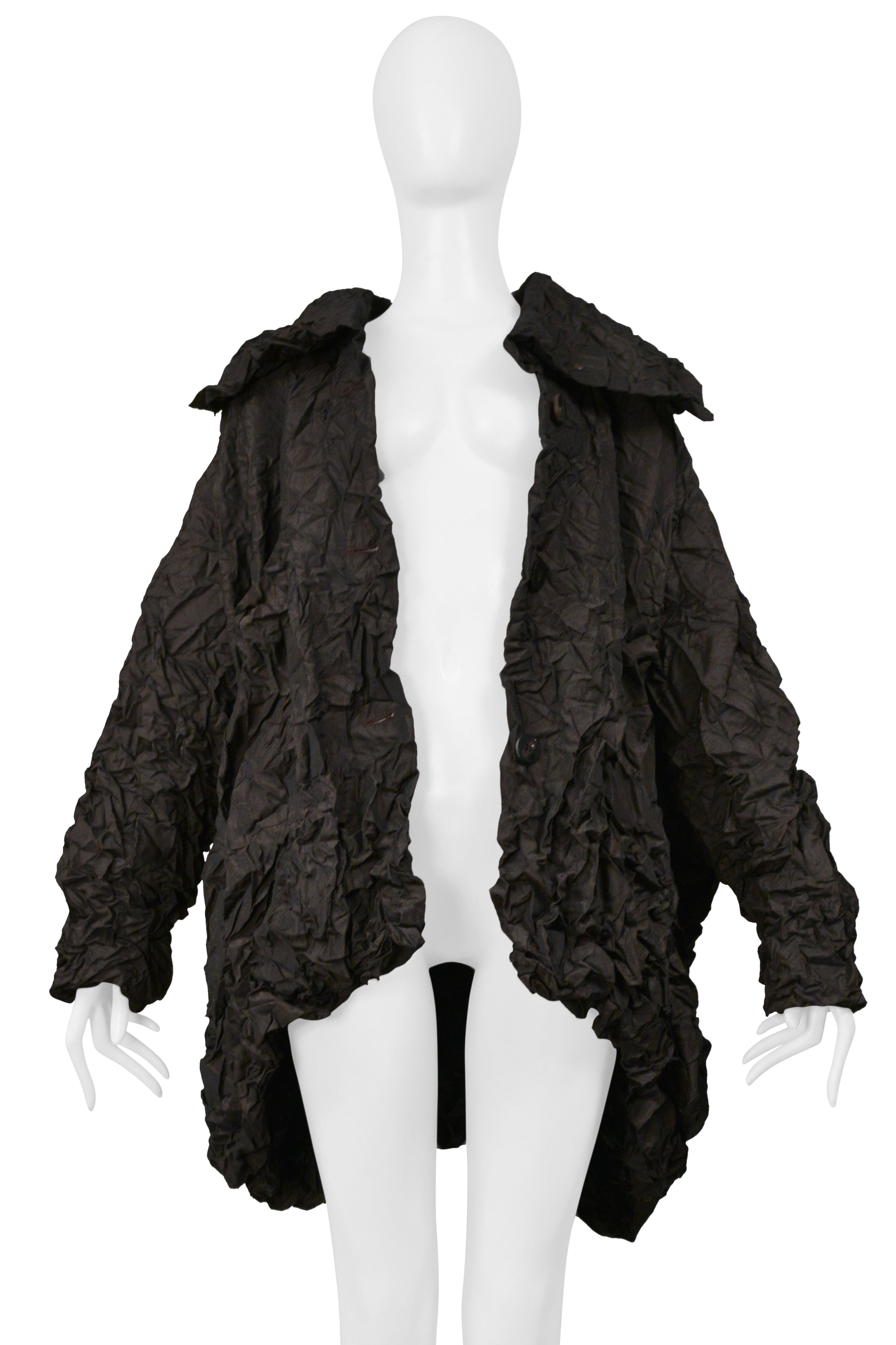 POINT-VUE SHU MORIYAMA BROWN CRINKLE OVERSIZED COAT 1998