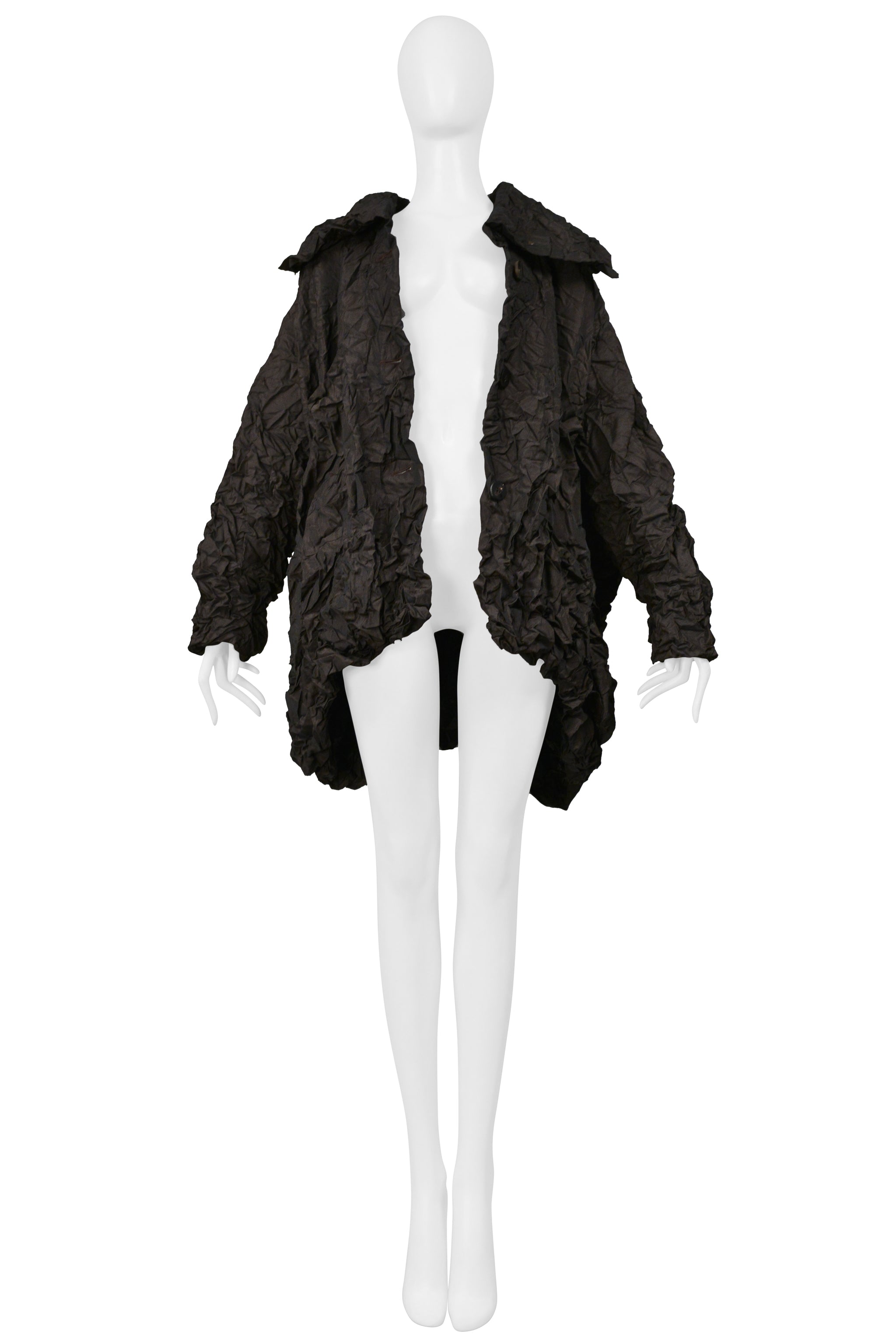 POINT-VUE SHU MORIYAMA BROWN CRINKLE OVERSIZED COAT 1998