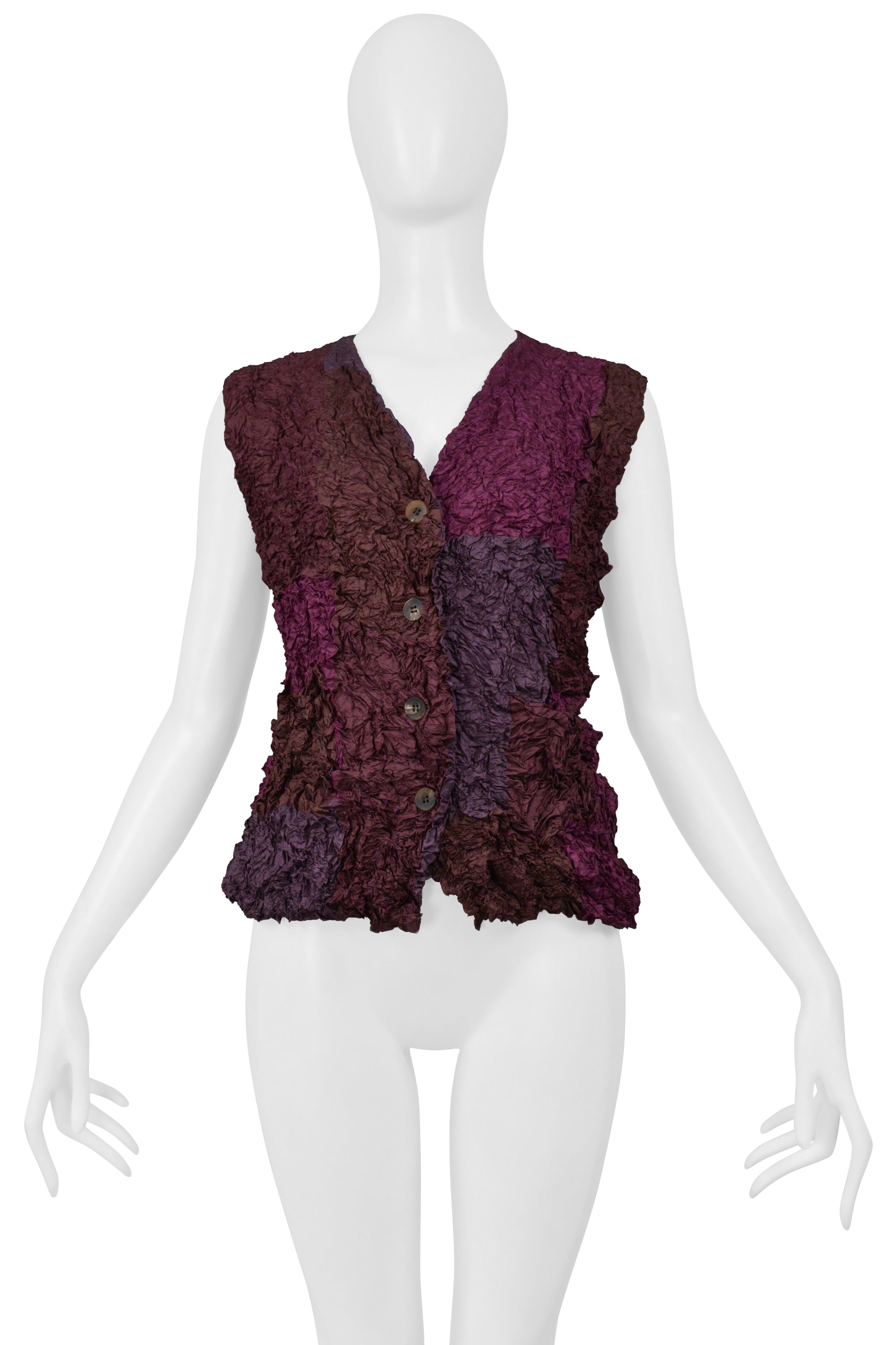 POINT-VUE SHU MORIYAMA PURPLE CRINKLE PATCHWORK VEST 1998