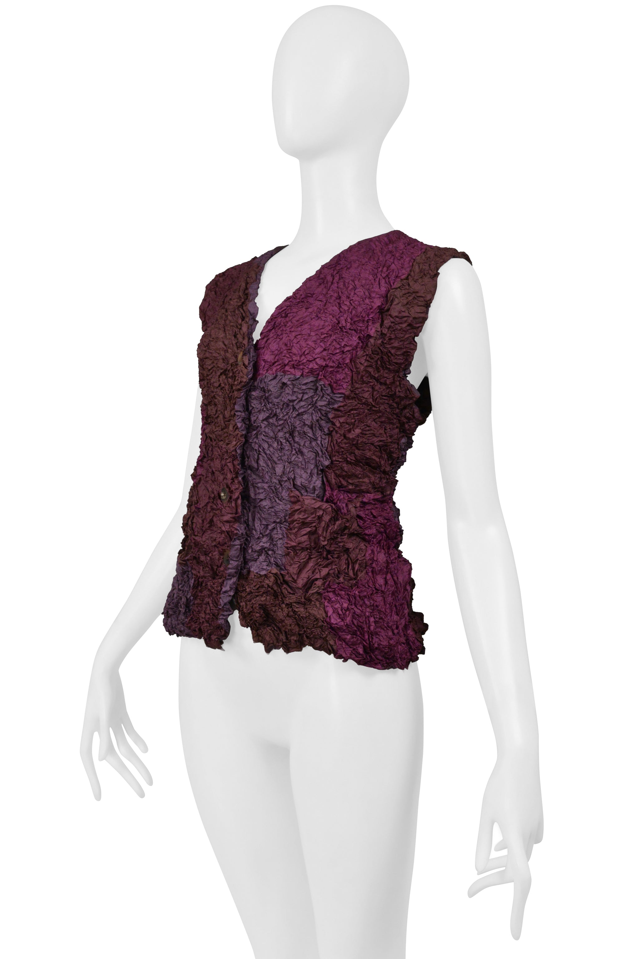 POINT-VUE SHU MORIYAMA PURPLE CRINKLE PATCHWORK VEST 1998