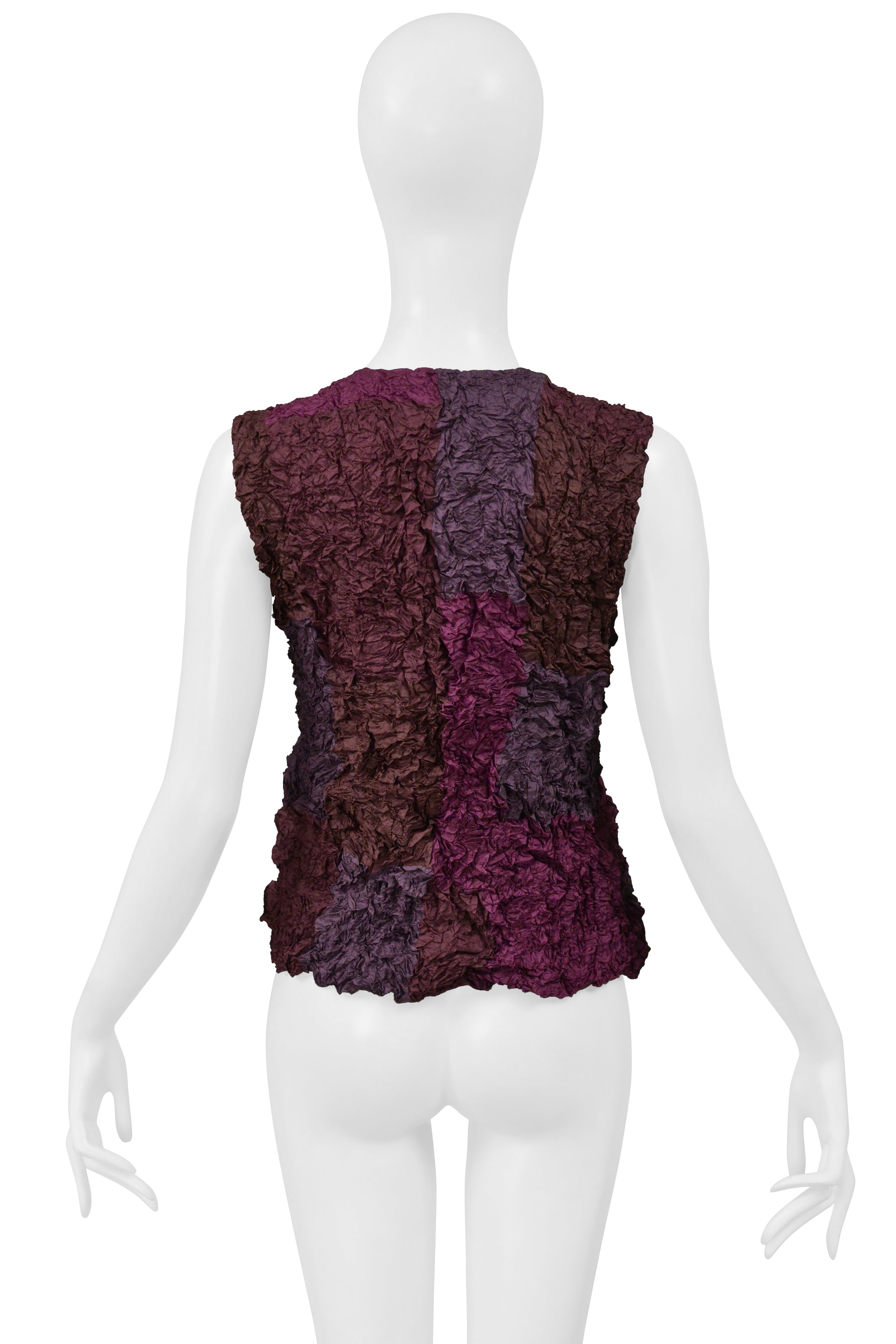 POINT-VUE SHU MORIYAMA PURPLE CRINKLE PATCHWORK VEST 1998