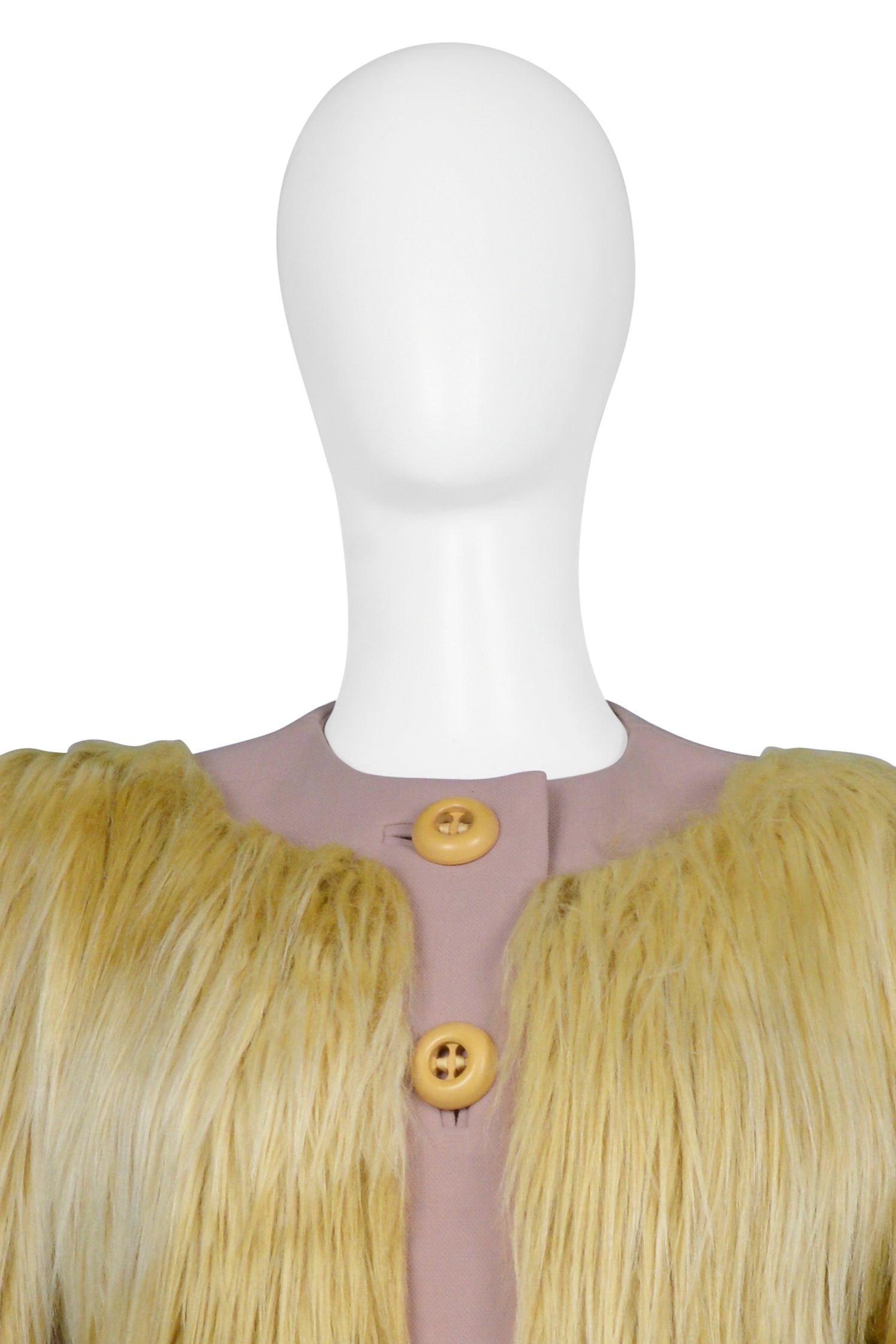 PRADA CAMEL WOOL & YELLOW MOHAIR FURRY JACKET 2011