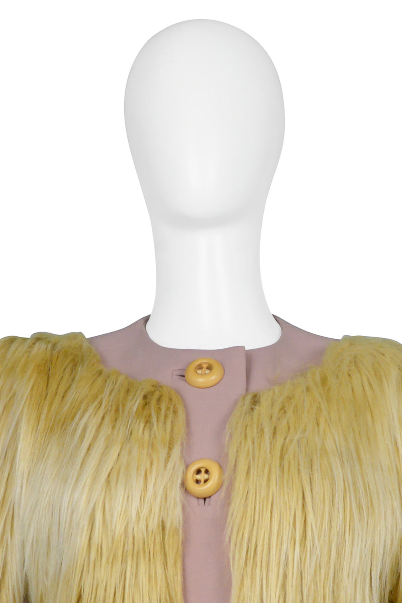 PRADA CAMEL WOOL & YELLOW MOHAIR FURRY JACKET 2011