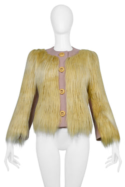 PRADA CAMEL WOOL & YELLOW MOHAIR FURRY JACKET 2011